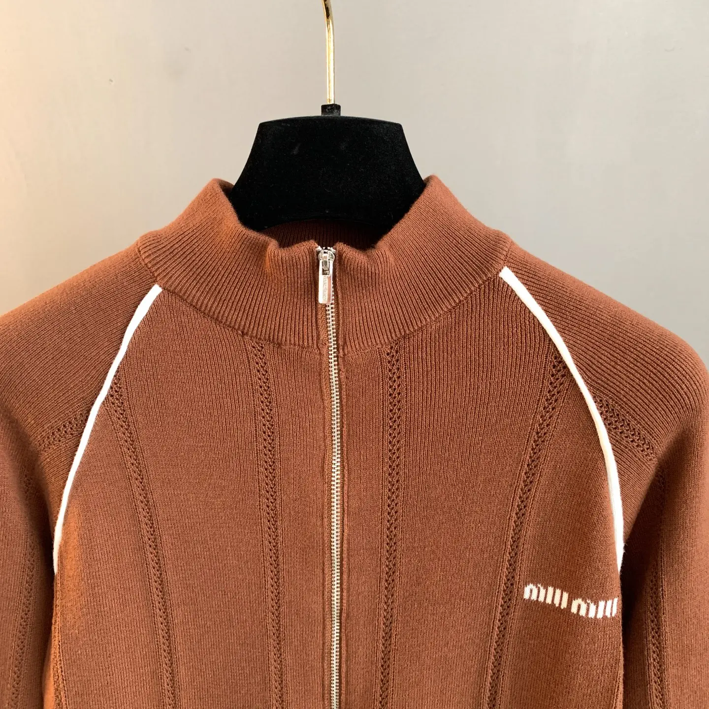 Logo-Embroidered Striped Knit Track Jacket D25524190 — view 3