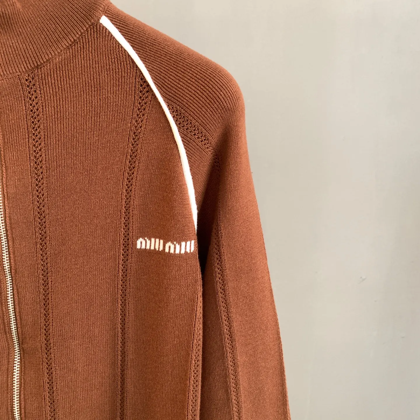 Logo-Embroidered Striped Knit Track Jacket D25524190 — view 6