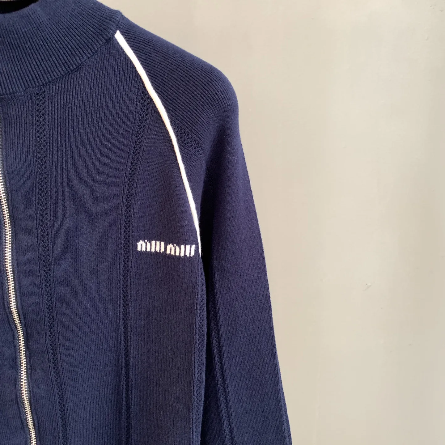 Logo-Embroidered Zip-Up Knit Cardigan D25524189 — view 6