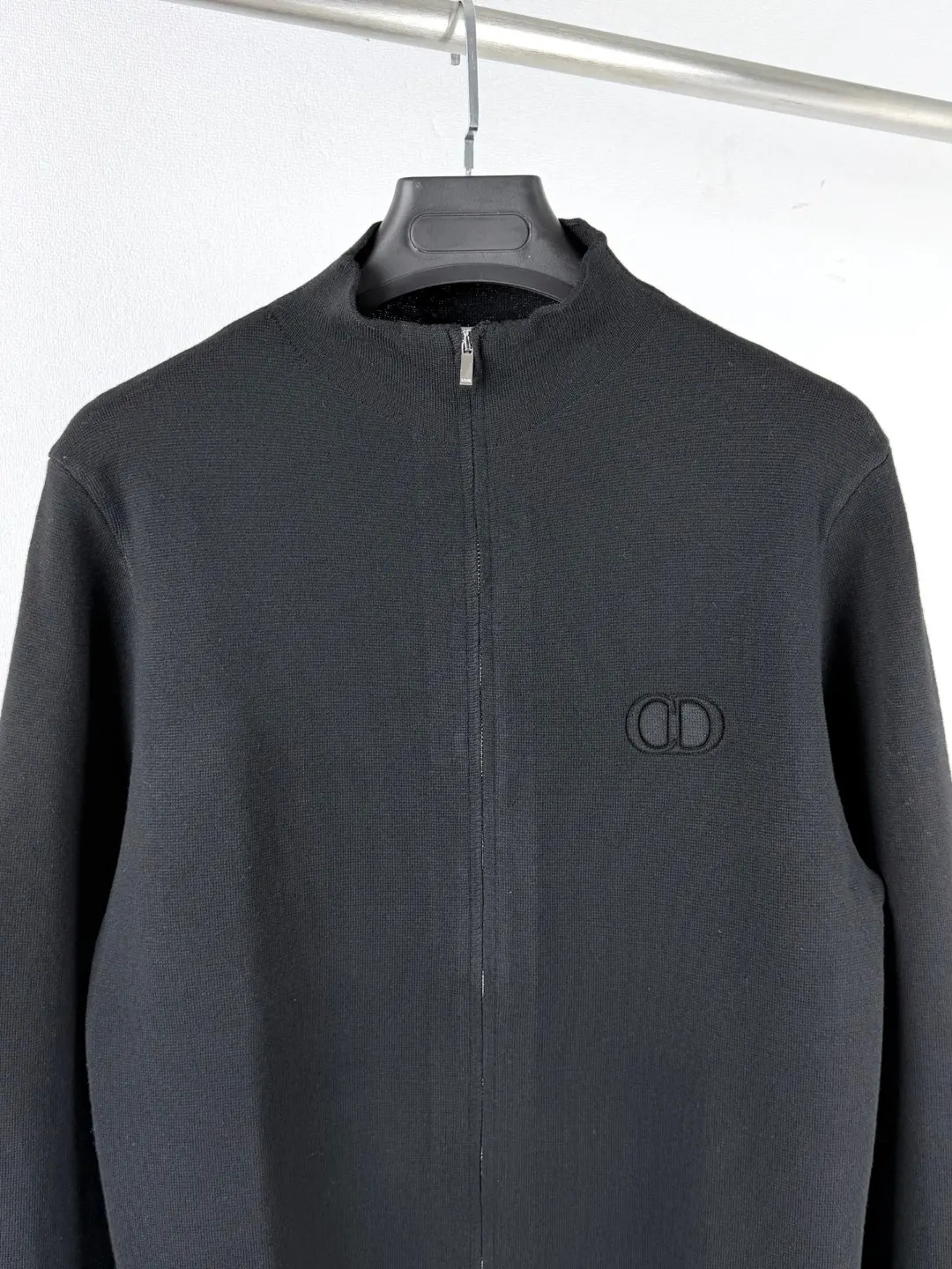 CD Icon Embroidered Zip-Up Wool Sweater D26022734 — view 2