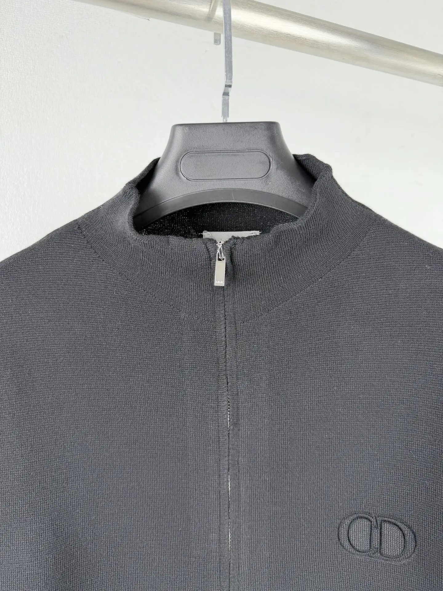 CD Icon Embroidered Zip-Up Wool Sweater D26022734 — view 5