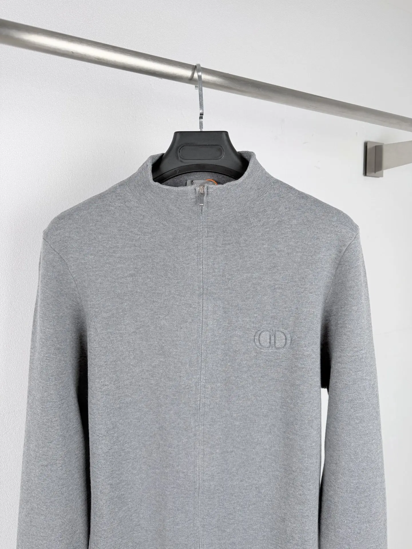 CD Icon Embossed Wool Zip-Up Sweater D26022735 — view 2