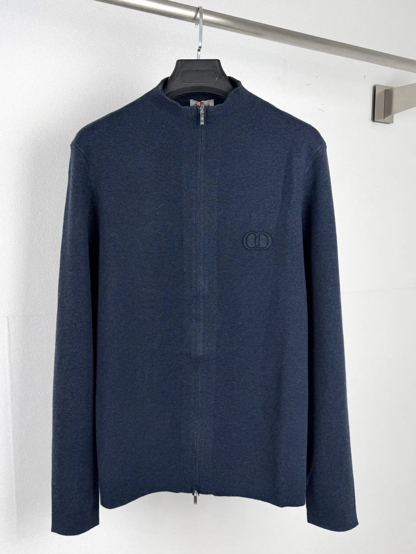 CD Icon Embossed Logo Zip-Up Wool Sweater D26022733