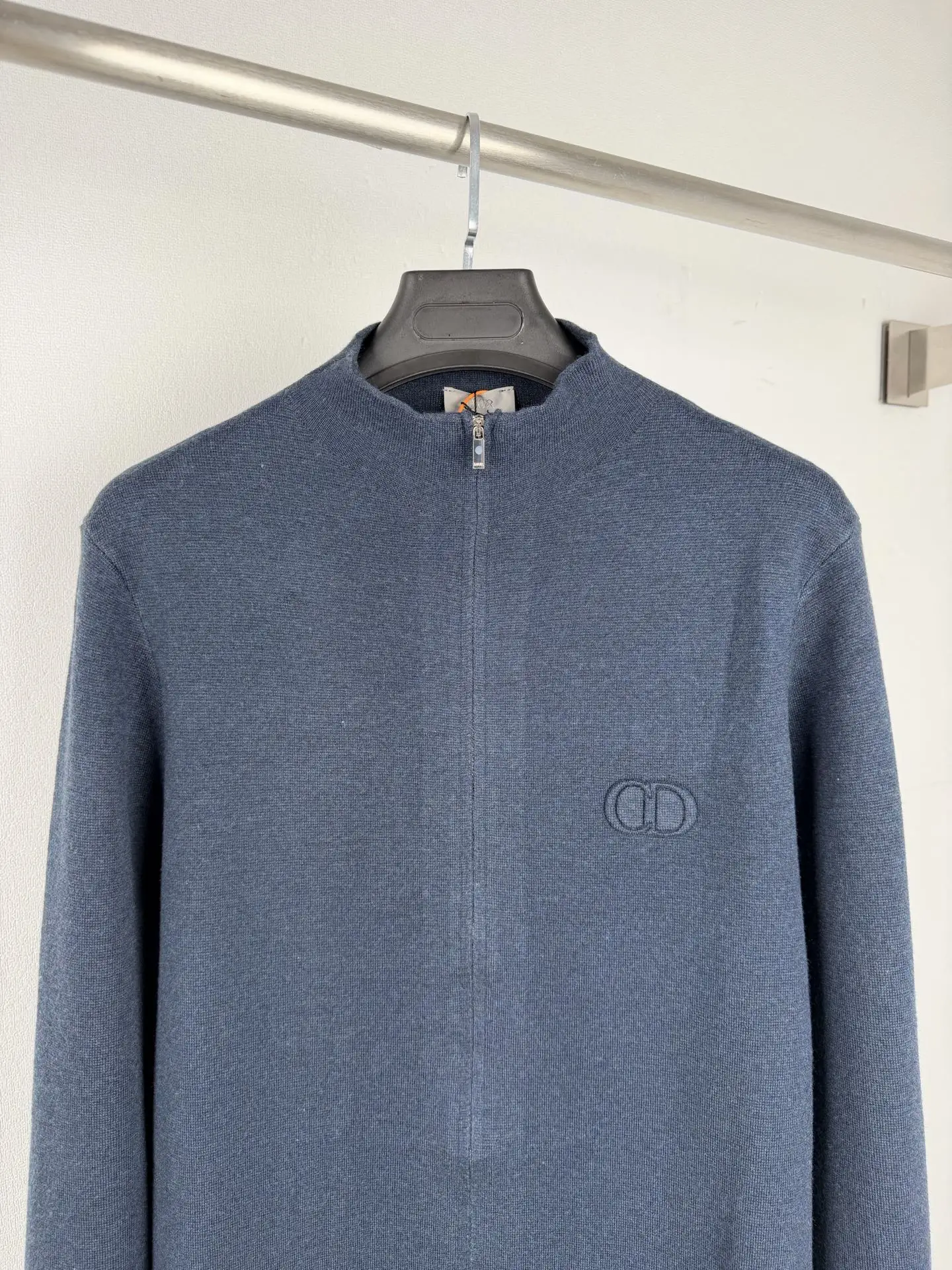 CD Icon Embossed Logo Zip-Up Wool Sweater D26022733 — view 2