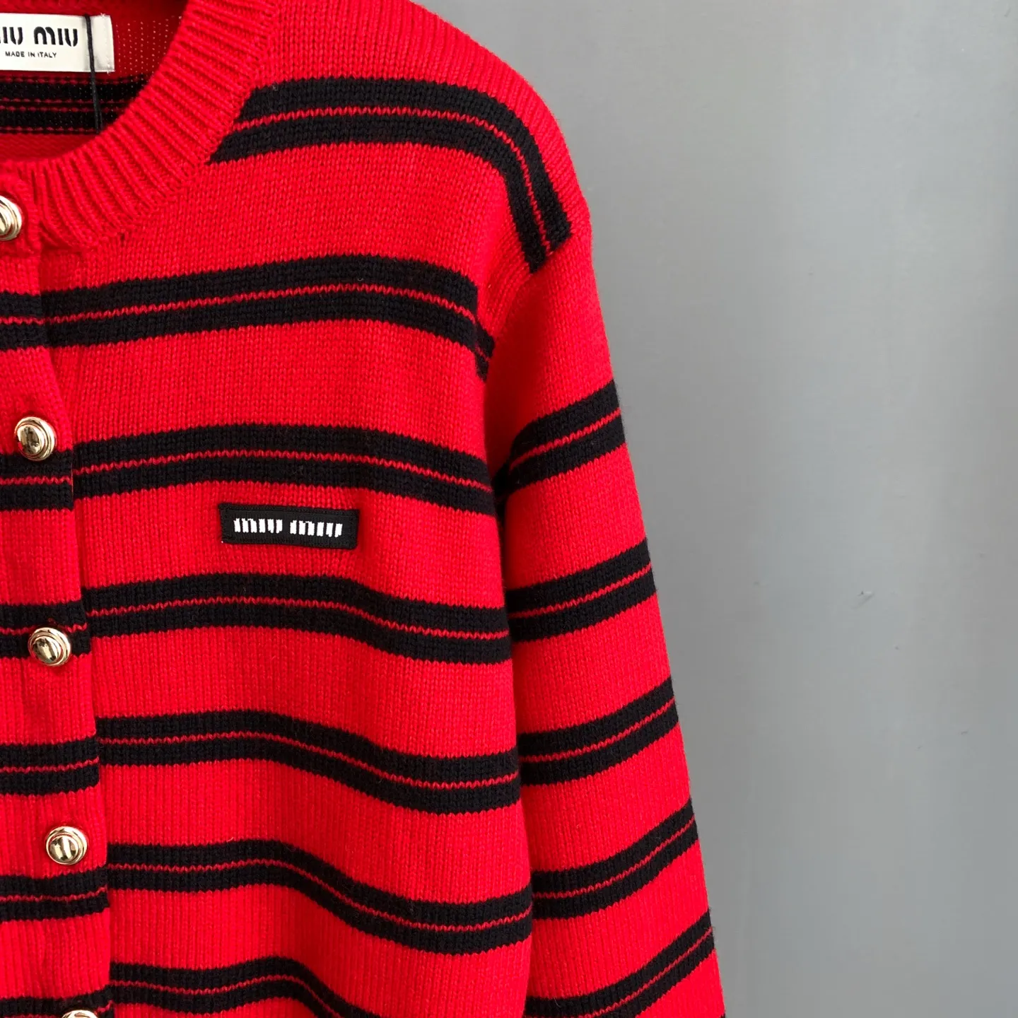 Striped Wool-Blend Knit Cardigan D26024185 — view 6