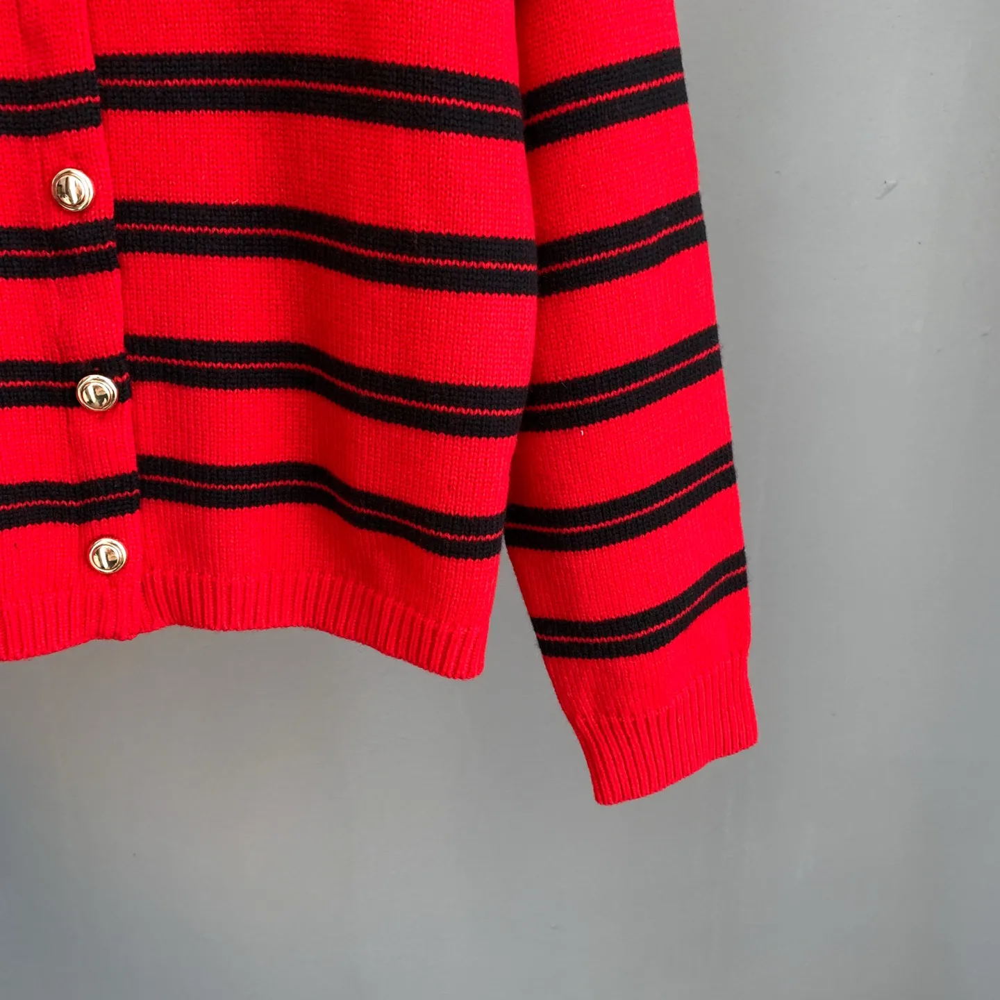 Striped Wool-Blend Knit Cardigan D26024185 — view 8