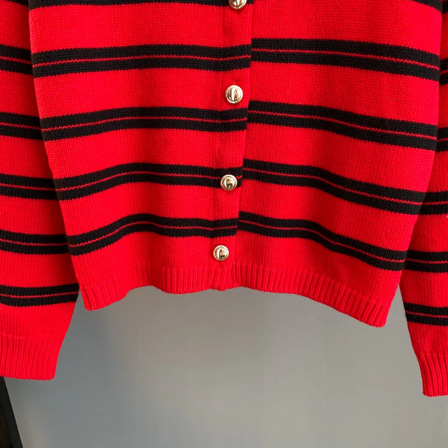 Striped Wool-Blend Knit Cardigan D26024185 — view 10