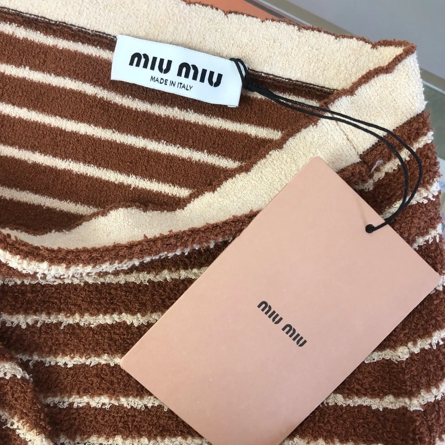 Striped Cotton-Blend Bouclé Knit Shorts D26024045 — view 6