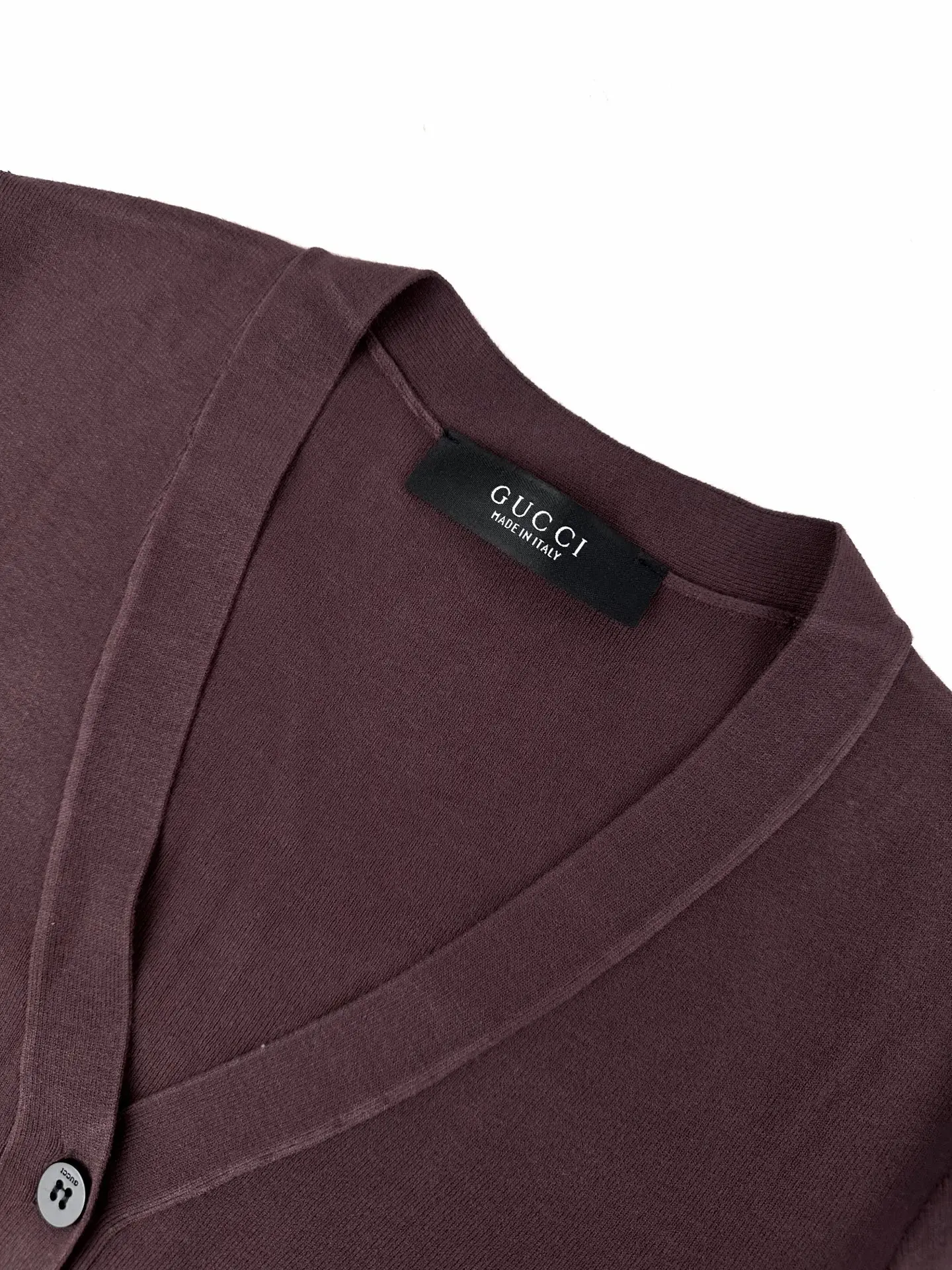 Horsebit-Detail Wool V-Neck Cardigan D26521219 — view 3