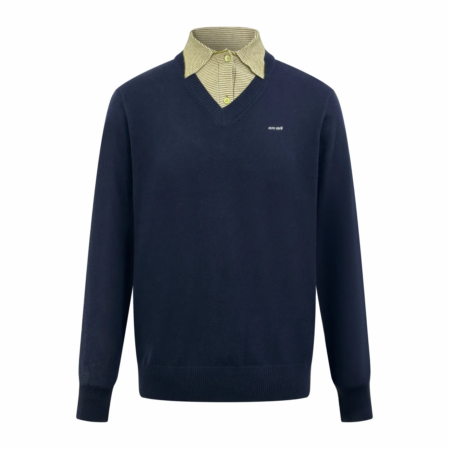 Layered-Effect Cashmere-Wool Blend V-Neck Sweater D26522700
