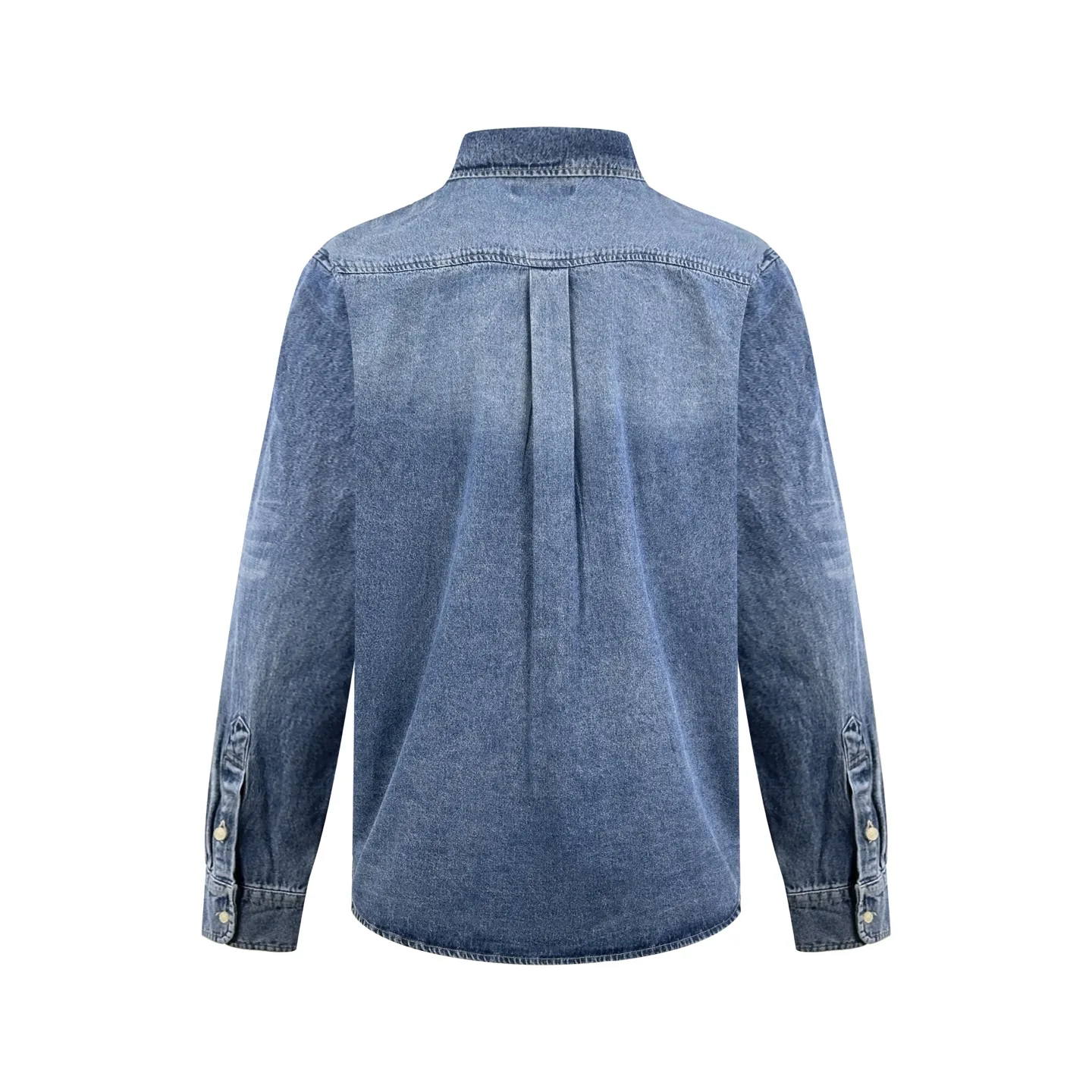 Logo Patch Denim Shirt in Stonewashed Indigo D26523226 — view 2
