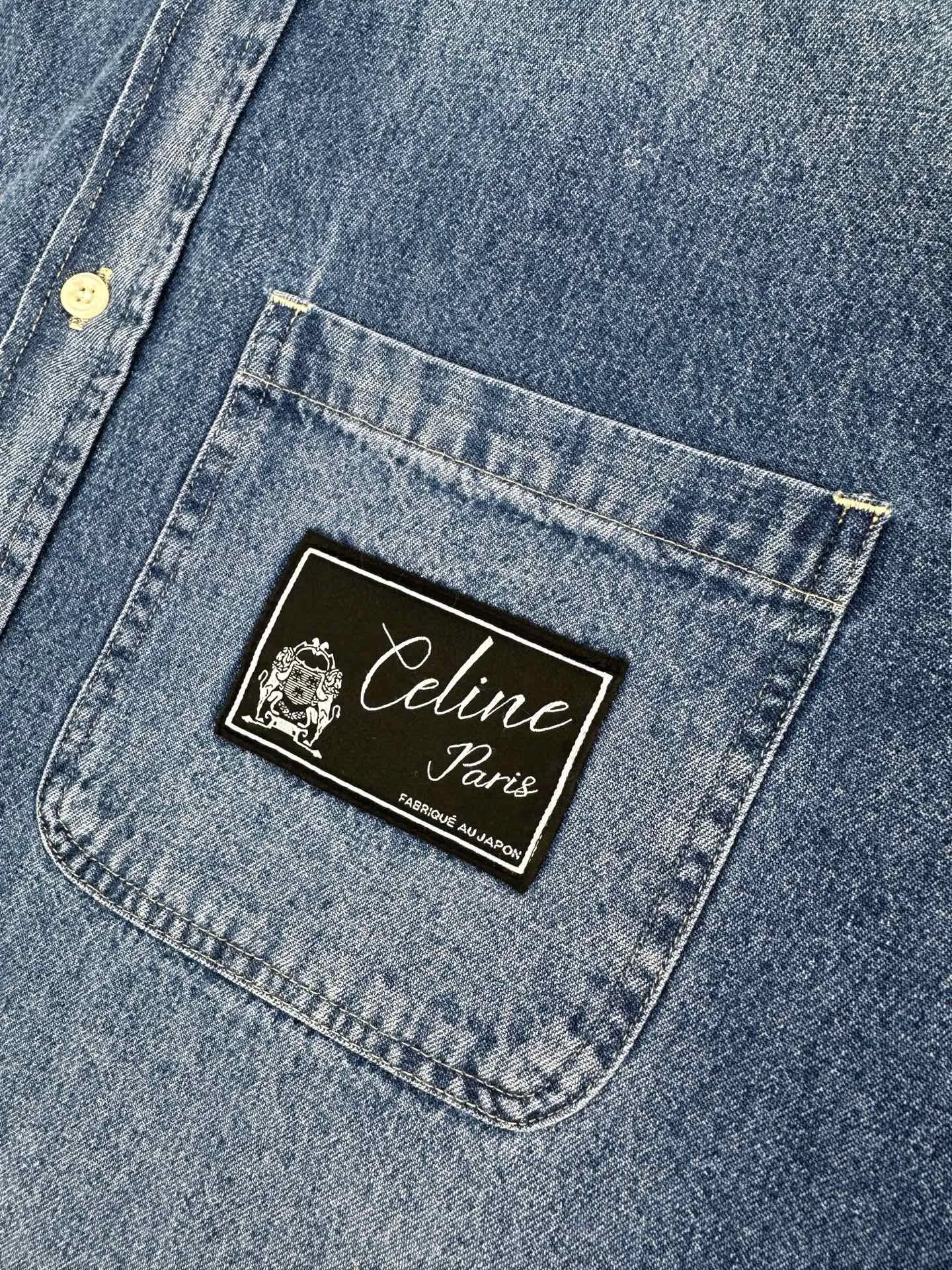 Logo Patch Denim Shirt in Stonewashed Indigo D26523226 — view 4