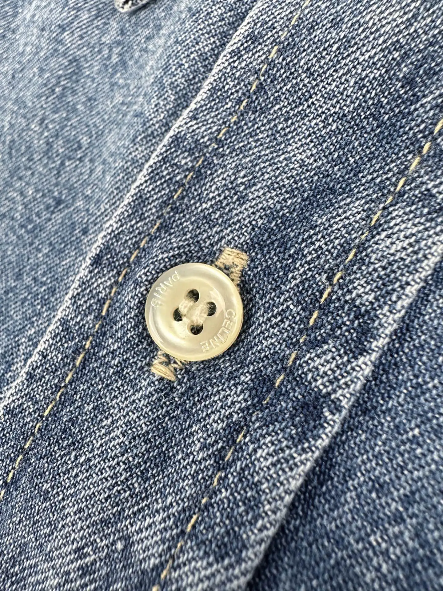 Logo Patch Denim Shirt in Stonewashed Indigo D26523226 — view 6