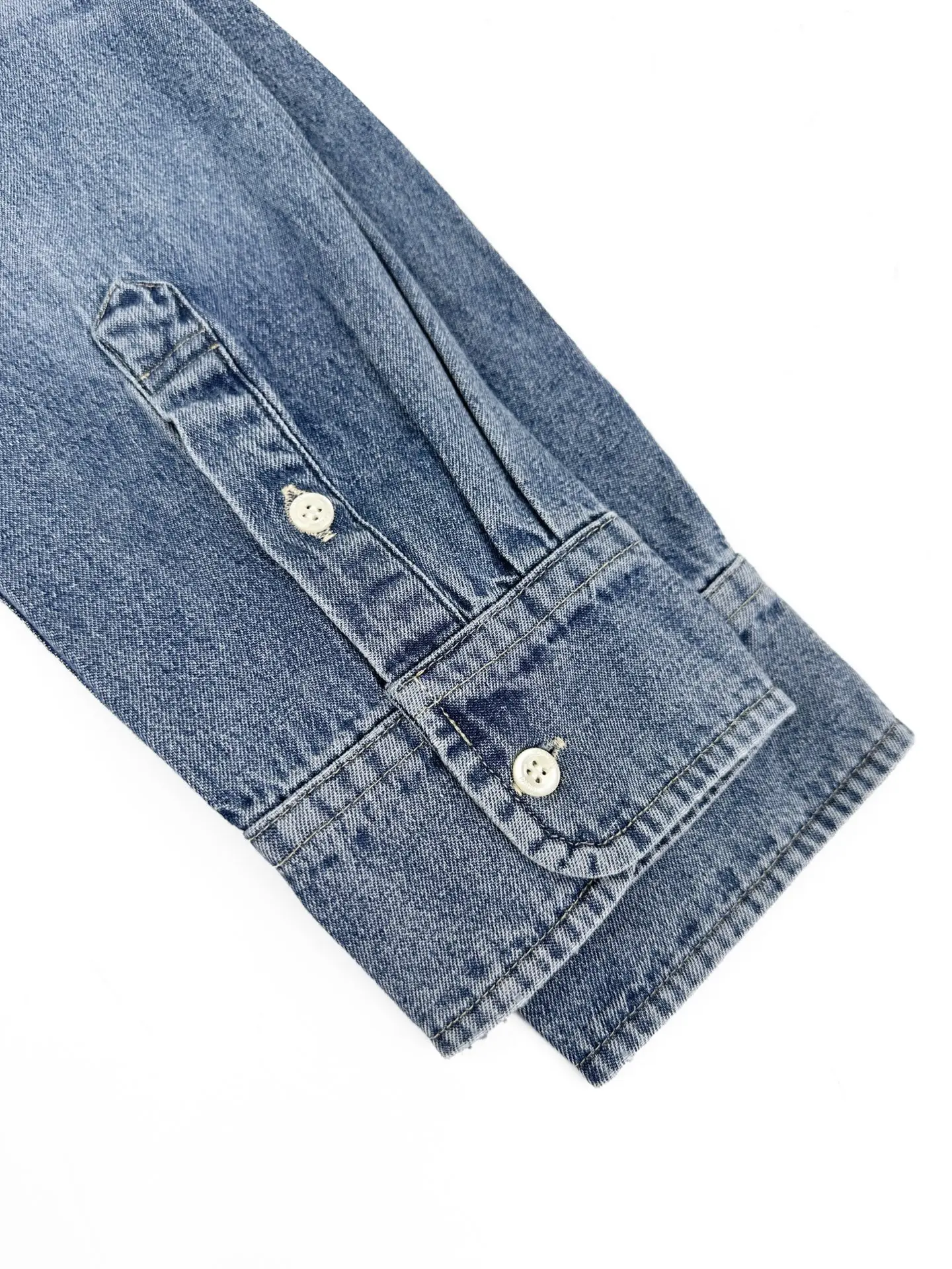 Logo Patch Denim Shirt in Stonewashed Indigo D26523226 — view 7