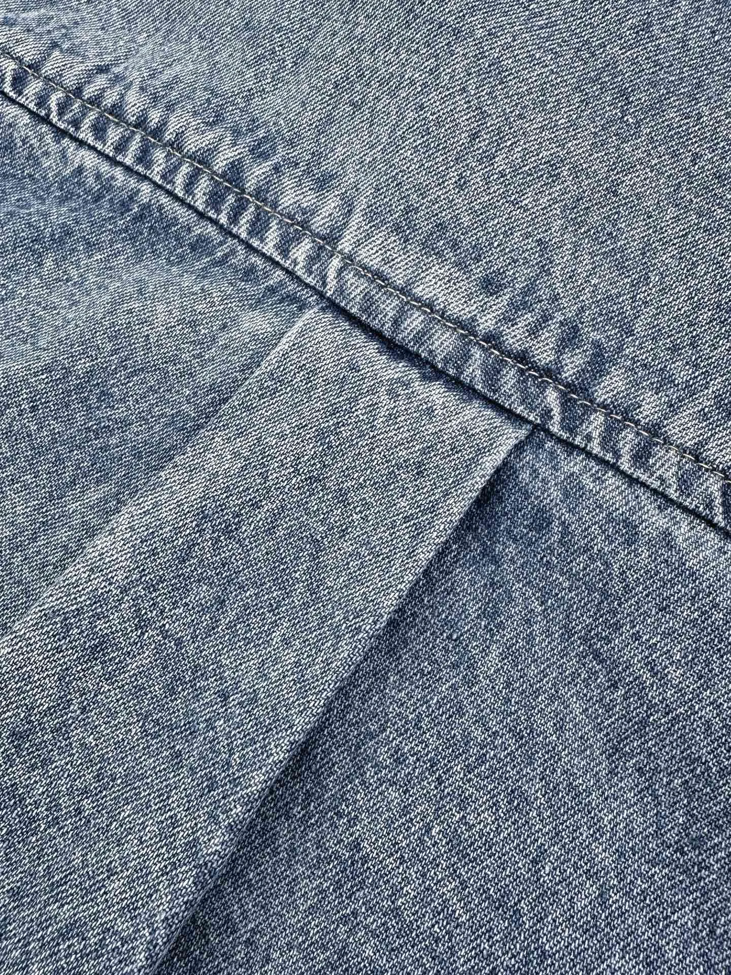 Logo Patch Denim Shirt in Stonewashed Indigo D26523226 — view 9