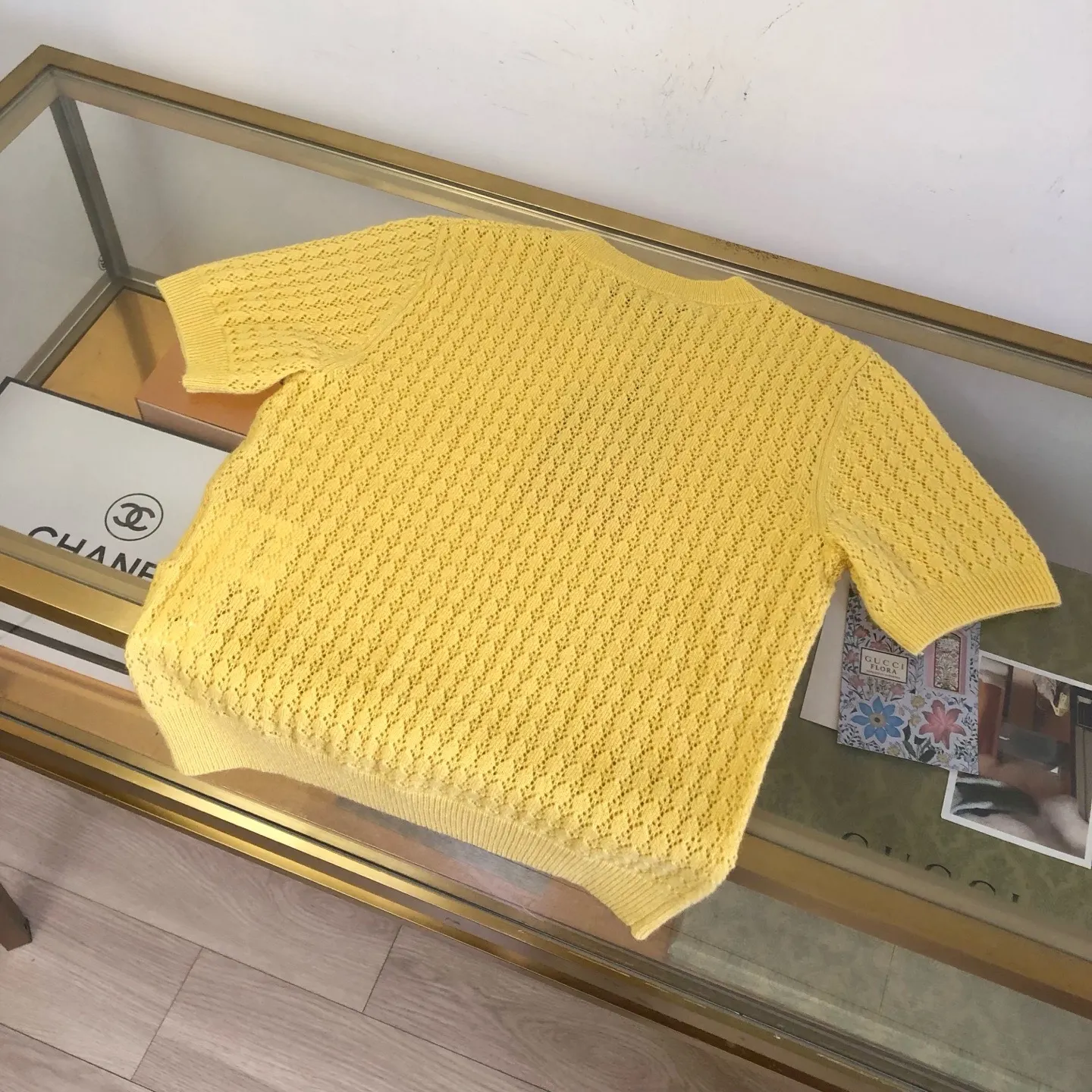 Open-Knit Cashmere and Silk Short-Sleeve Sweater D26524048 — view 2