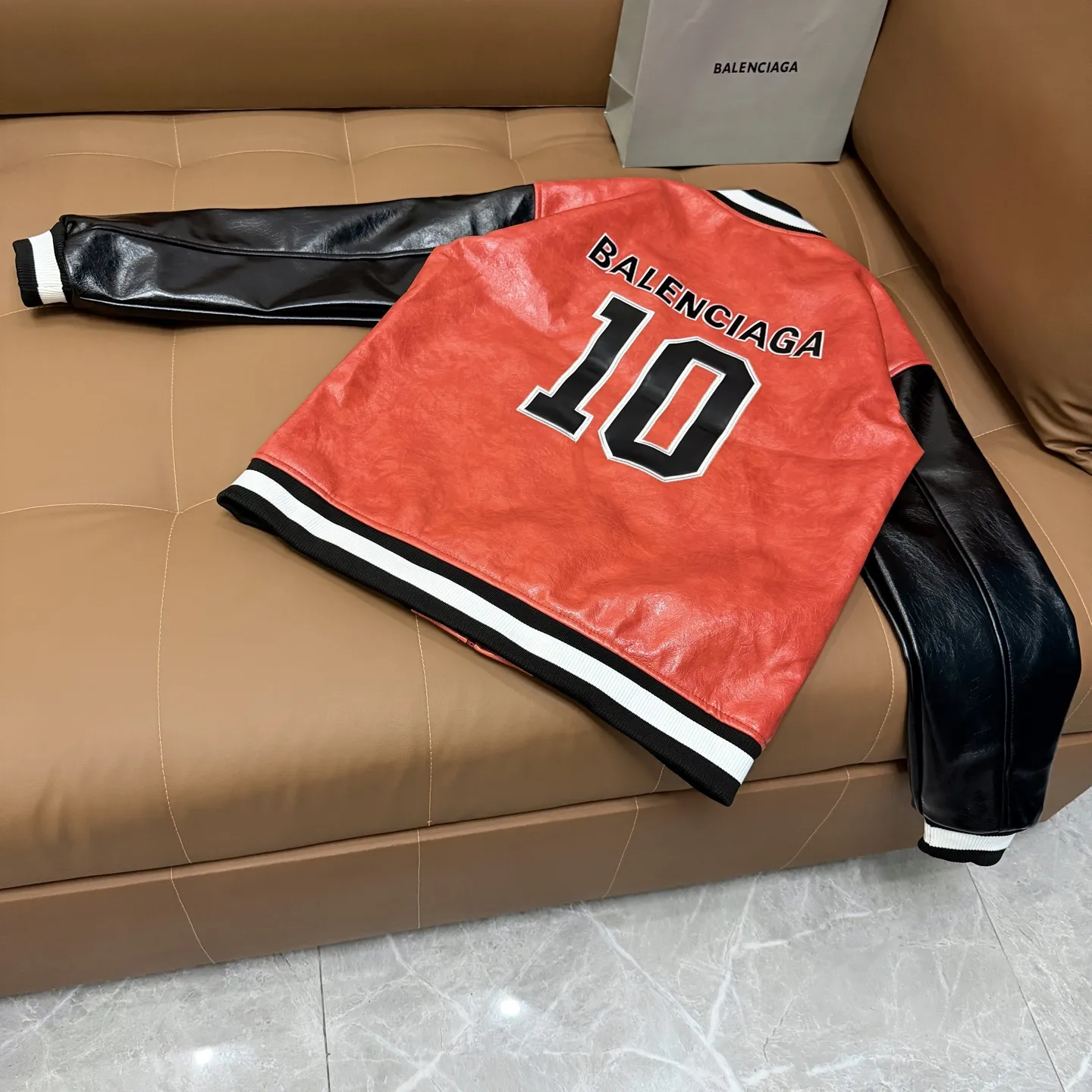 Balenciaga Leather Bomber Baseball Jacket D27022655 — view 2