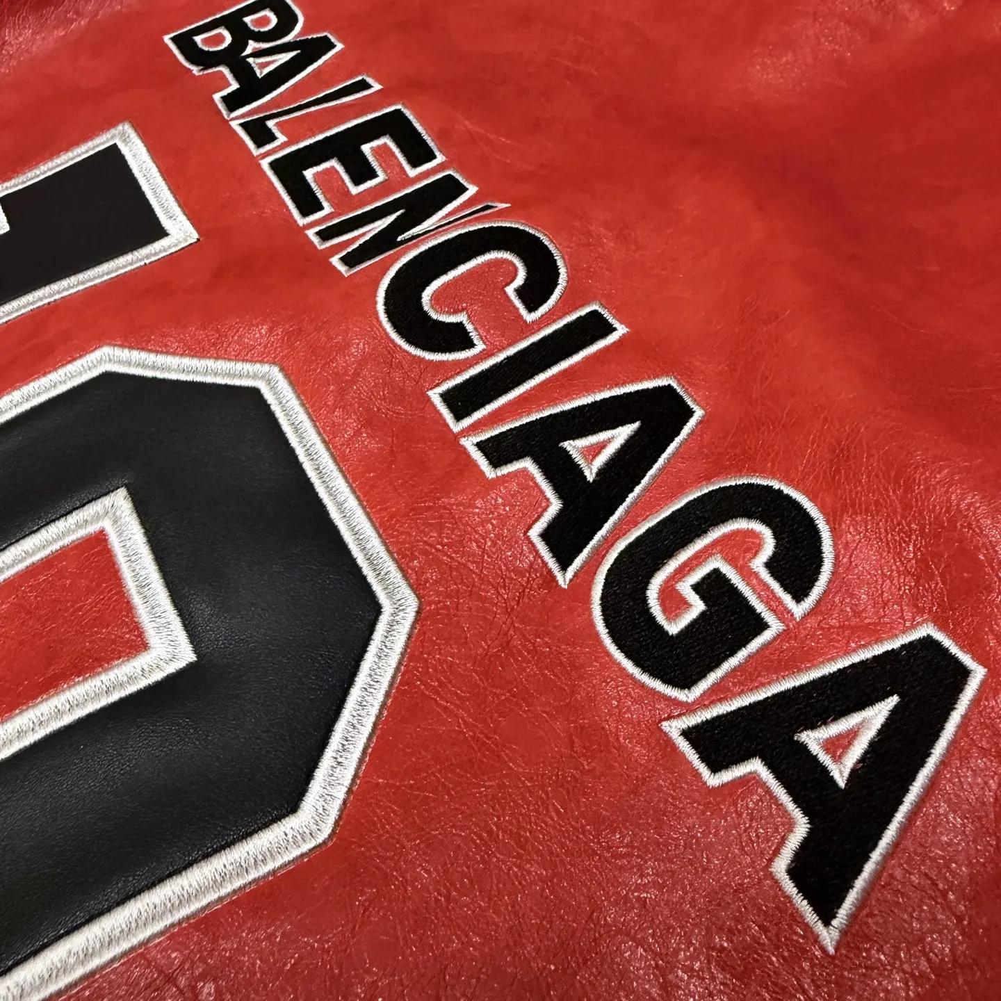 Balenciaga Leather Bomber Baseball Jacket D27022655 — view 9