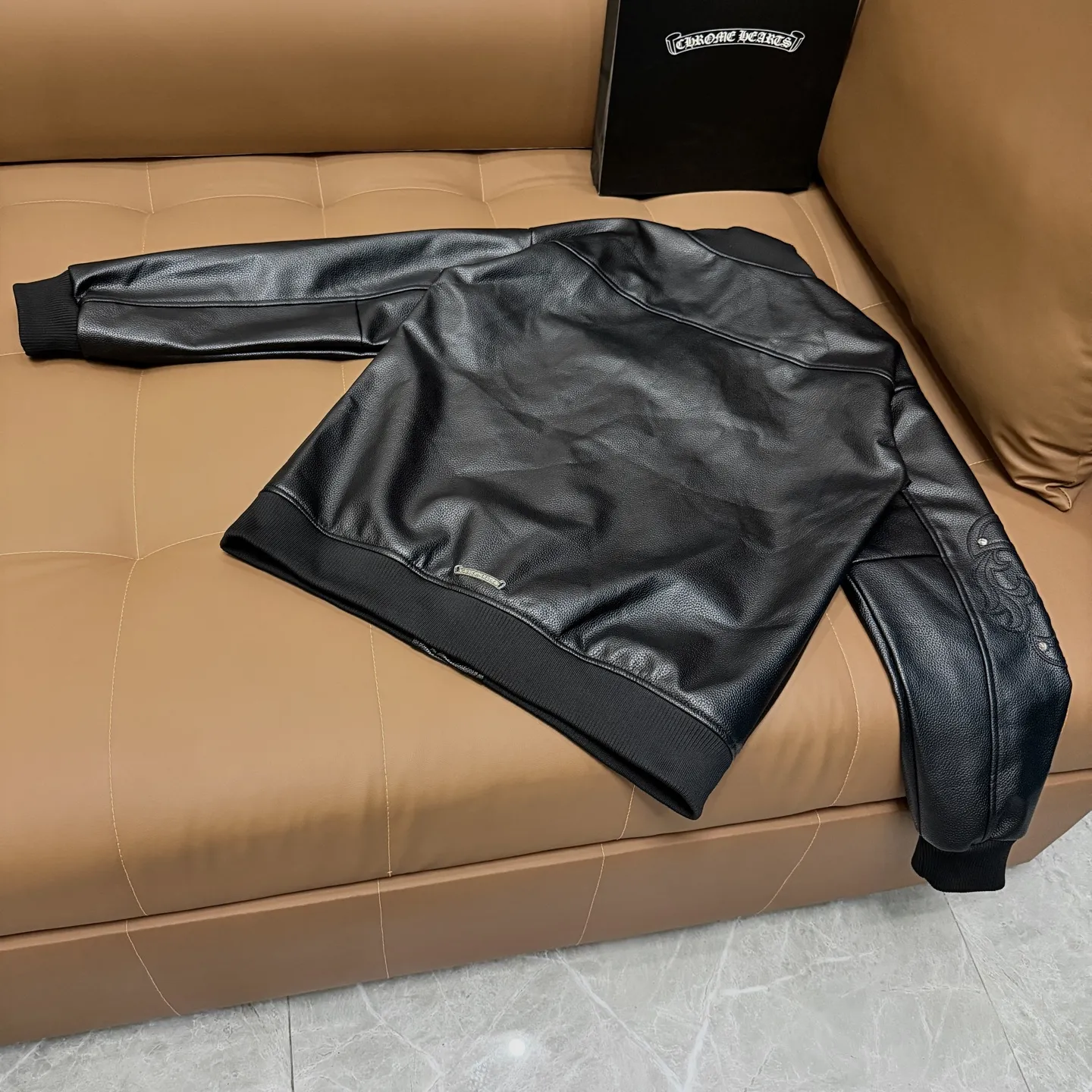 Embroidered Lambskin Leather Bomber Jacket D27022654 — view 2
