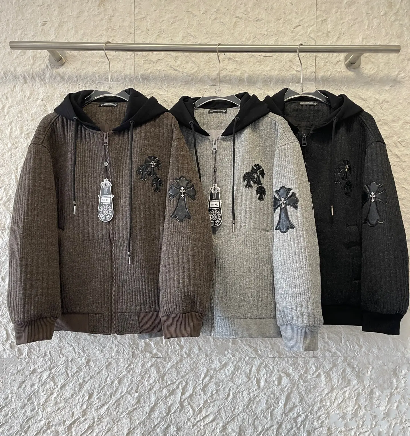 Chrome Hearts Cross-Patch Wool-Blend Knit Hoodie D27021527