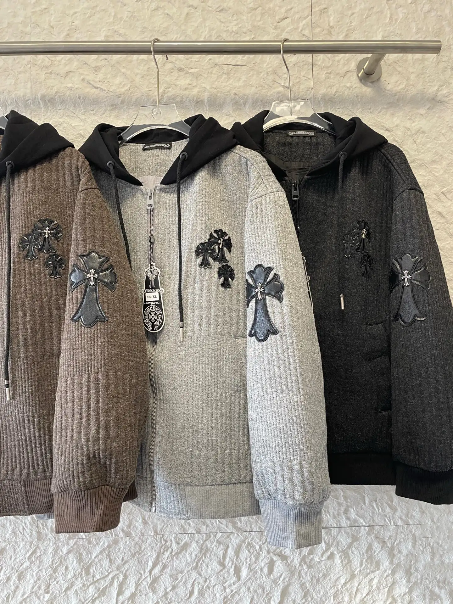 Chrome Hearts Cross-Patch Wool-Blend Knit Hoodie D27021527 — view 3