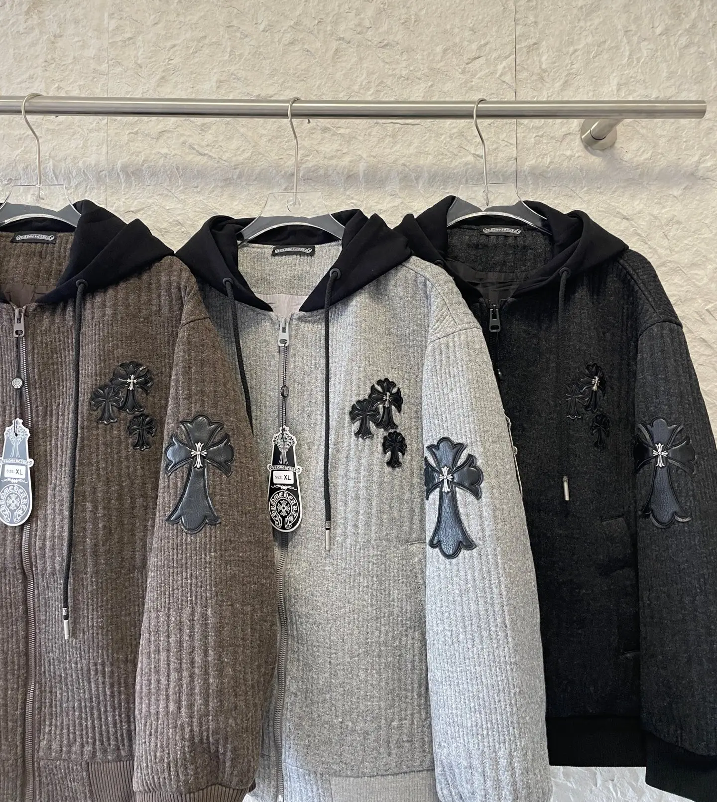 Chrome Hearts Cross-Patch Wool-Blend Knit Hoodie D27021527 — view 4