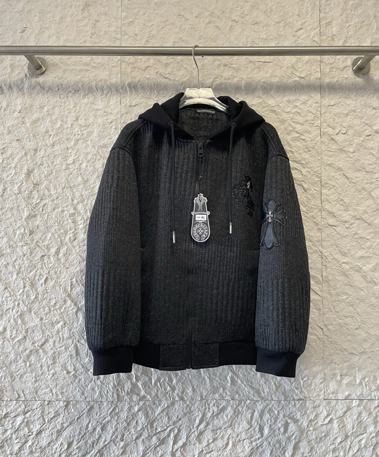 Chrome Hearts Cross-Patch Wool-Blend Knit Hoodie D27021527 — view 5