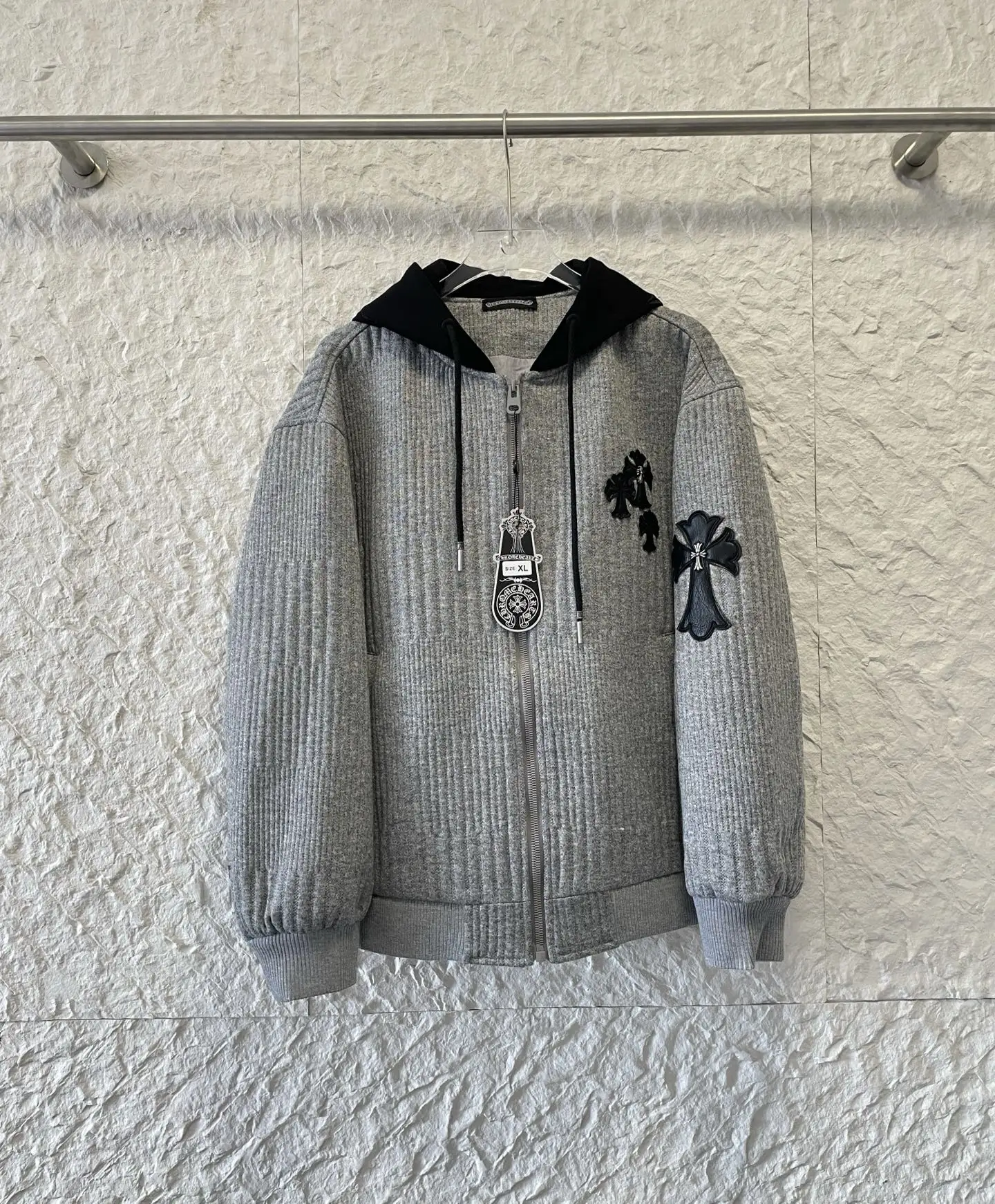 Chrome Hearts Cross-Patch Wool-Blend Knit Hoodie D27021527 — view 6