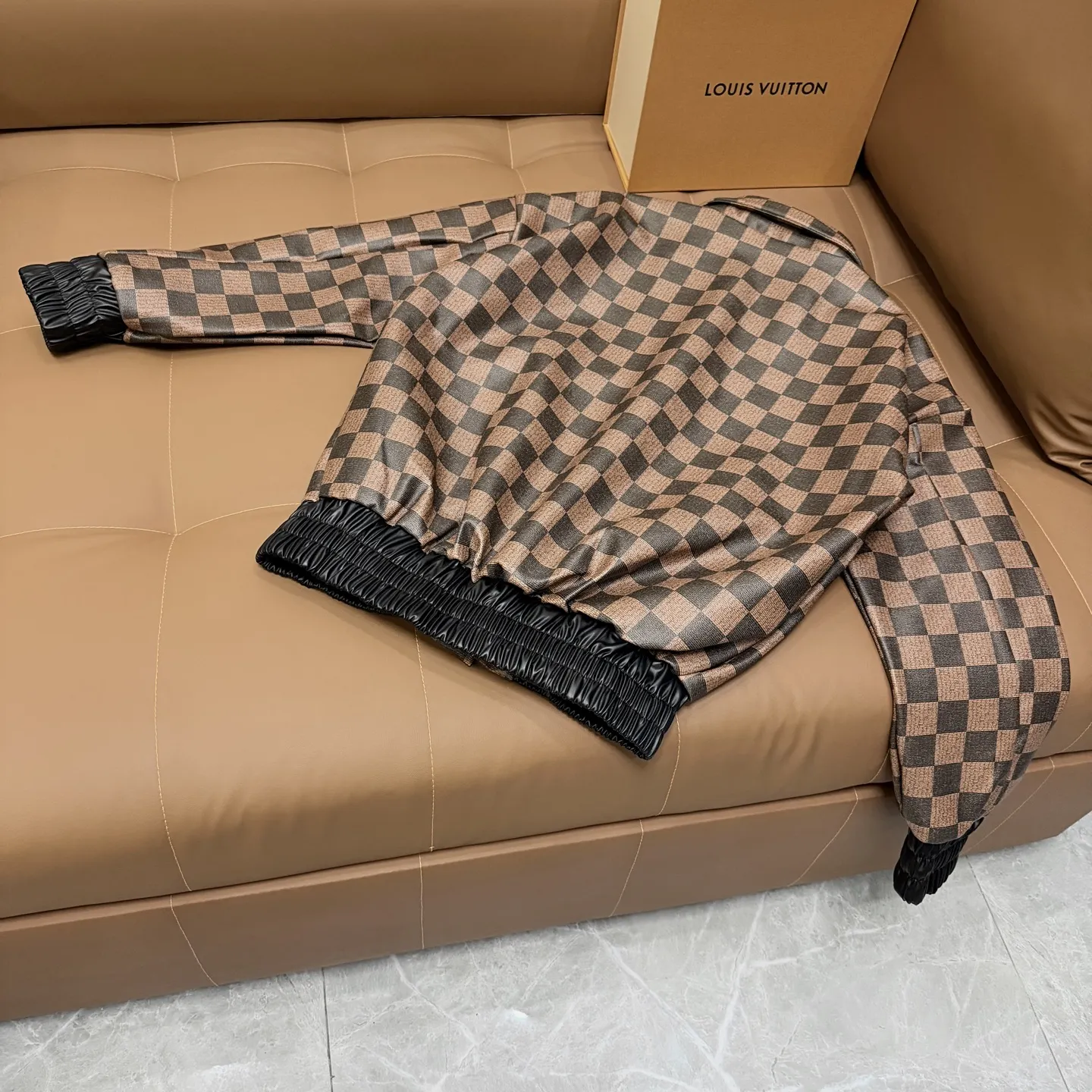 Damier Leather Blouson Bomber Jacket D27022656 — view 2
