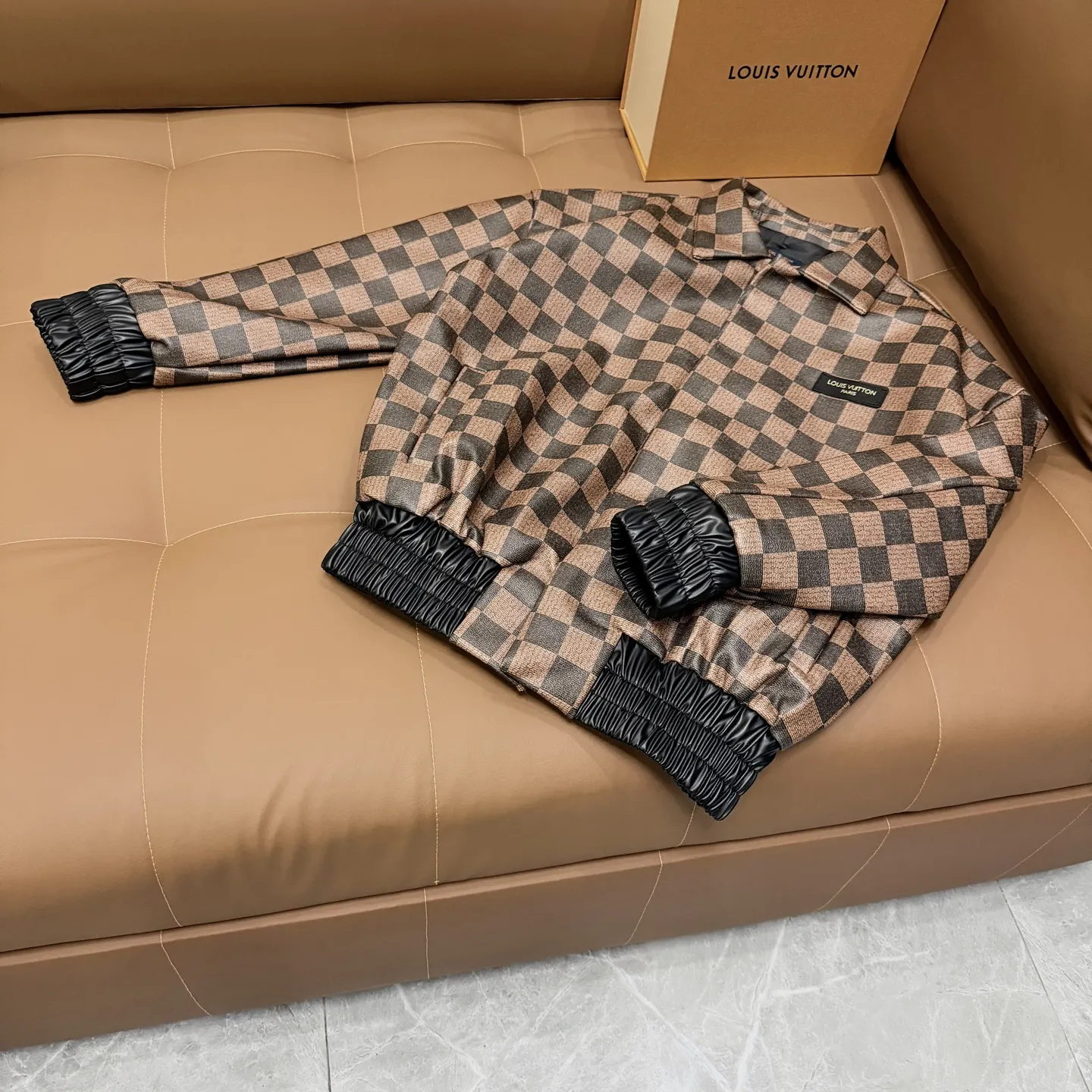 Damier Leather Blouson Bomber Jacket D27022656 — view 8
