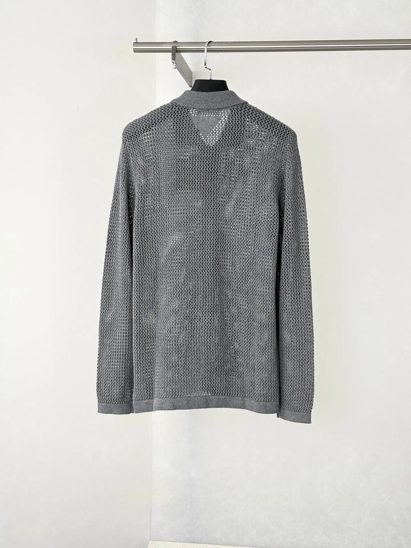 Open-Knit Mesh Polo Cardigan D27024740 — view 2