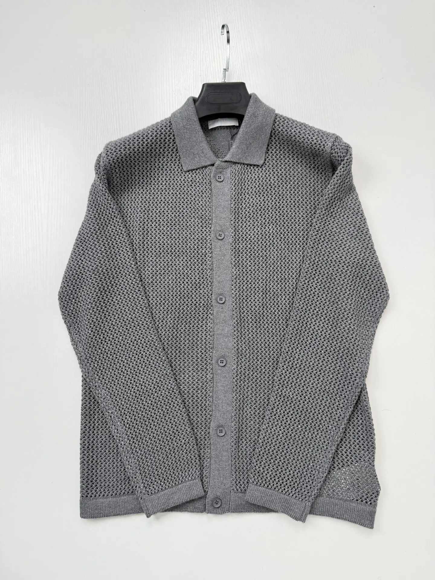 Open-Knit Mesh Polo Cardigan D27024740 — view 3