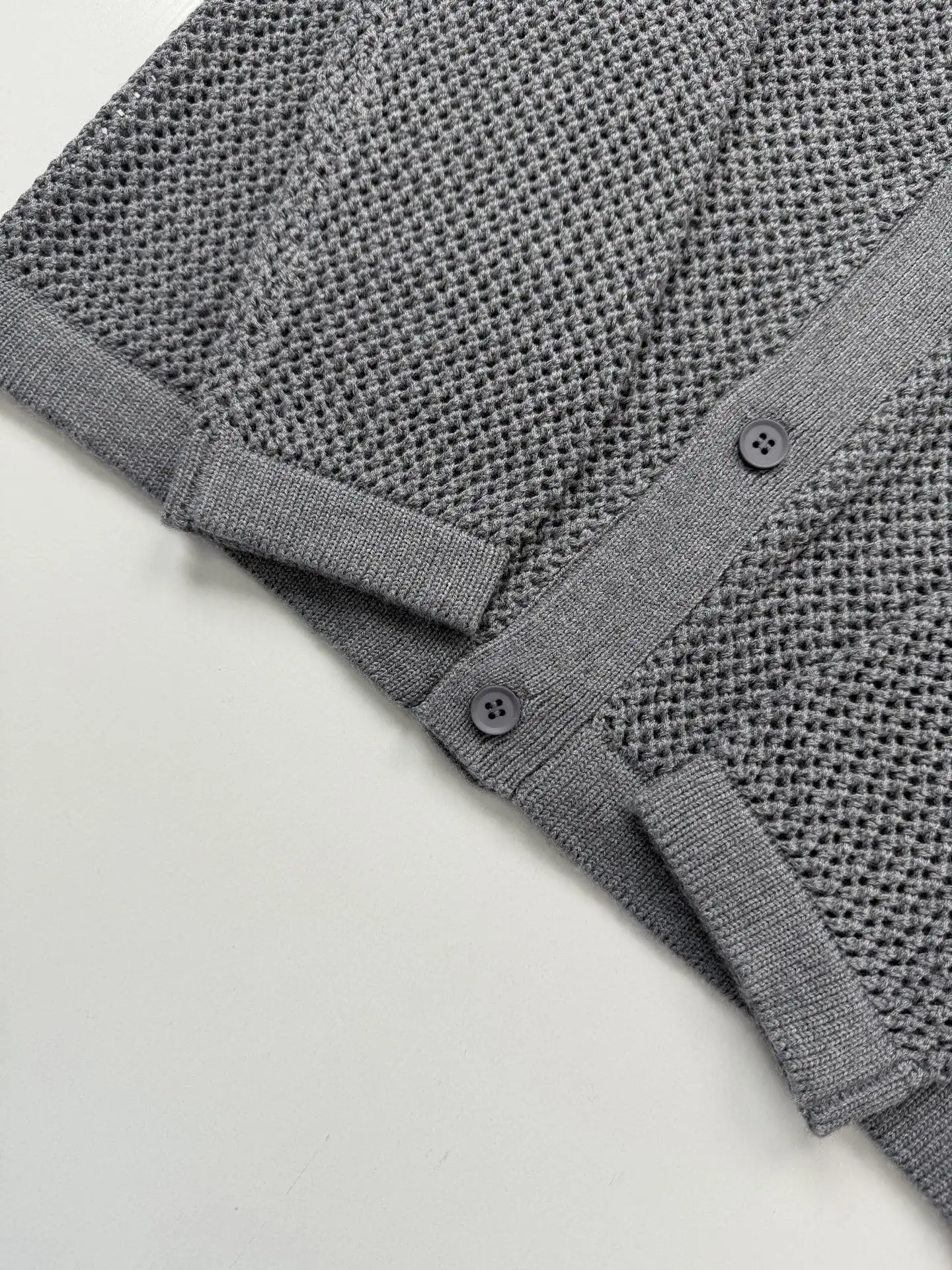 Open-Knit Mesh Polo Cardigan D27024740 — view 4