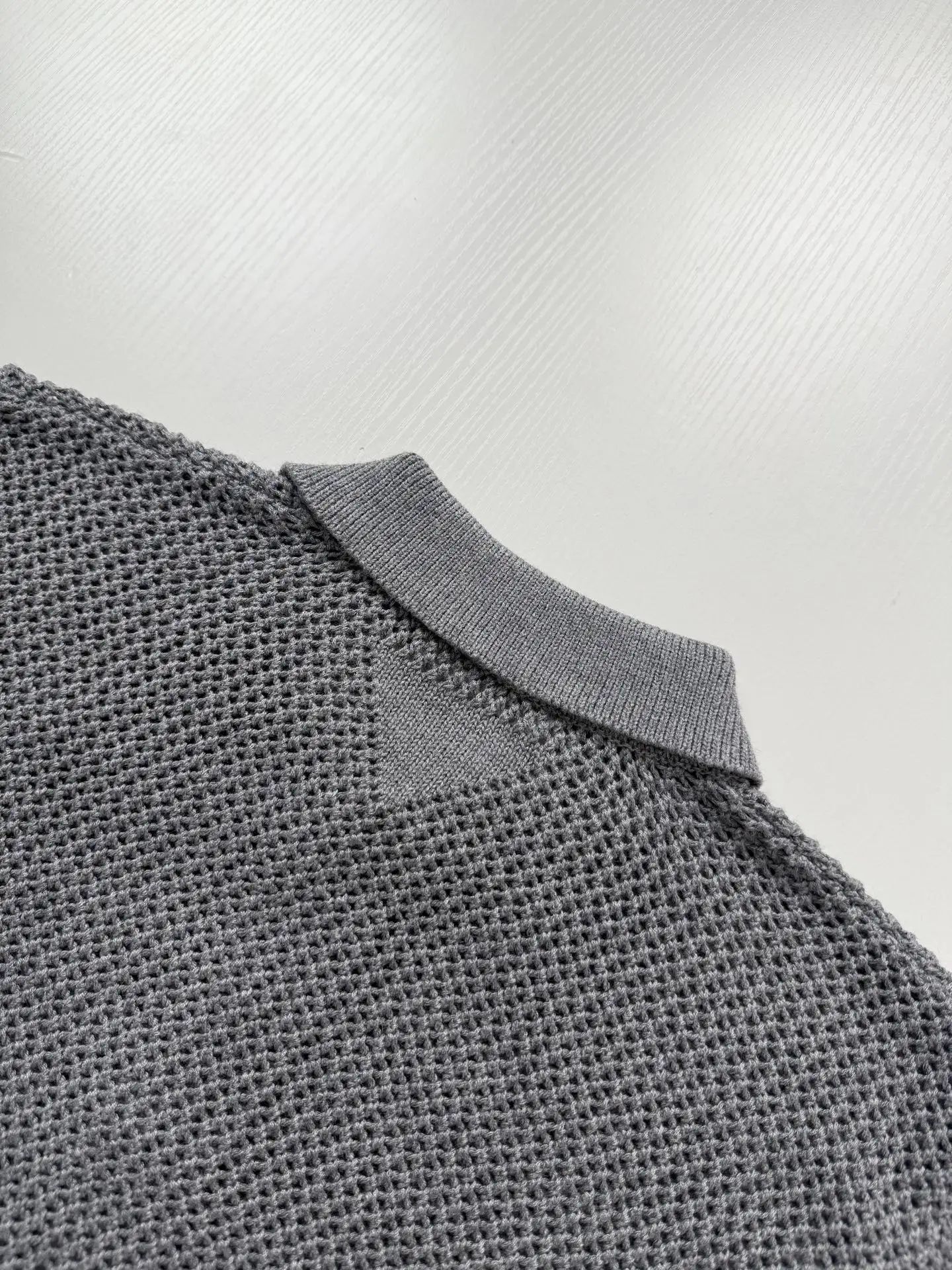 Open-Knit Mesh Polo Cardigan D27024740 — view 10