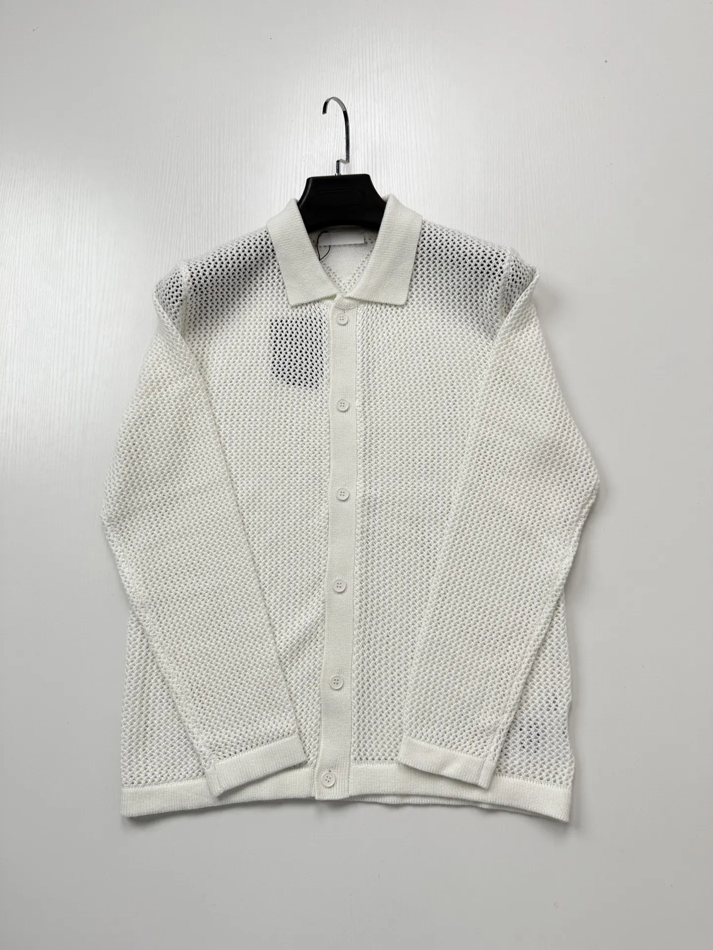 Open-Knit Mesh Polo Cardigan D27024739 — view 3