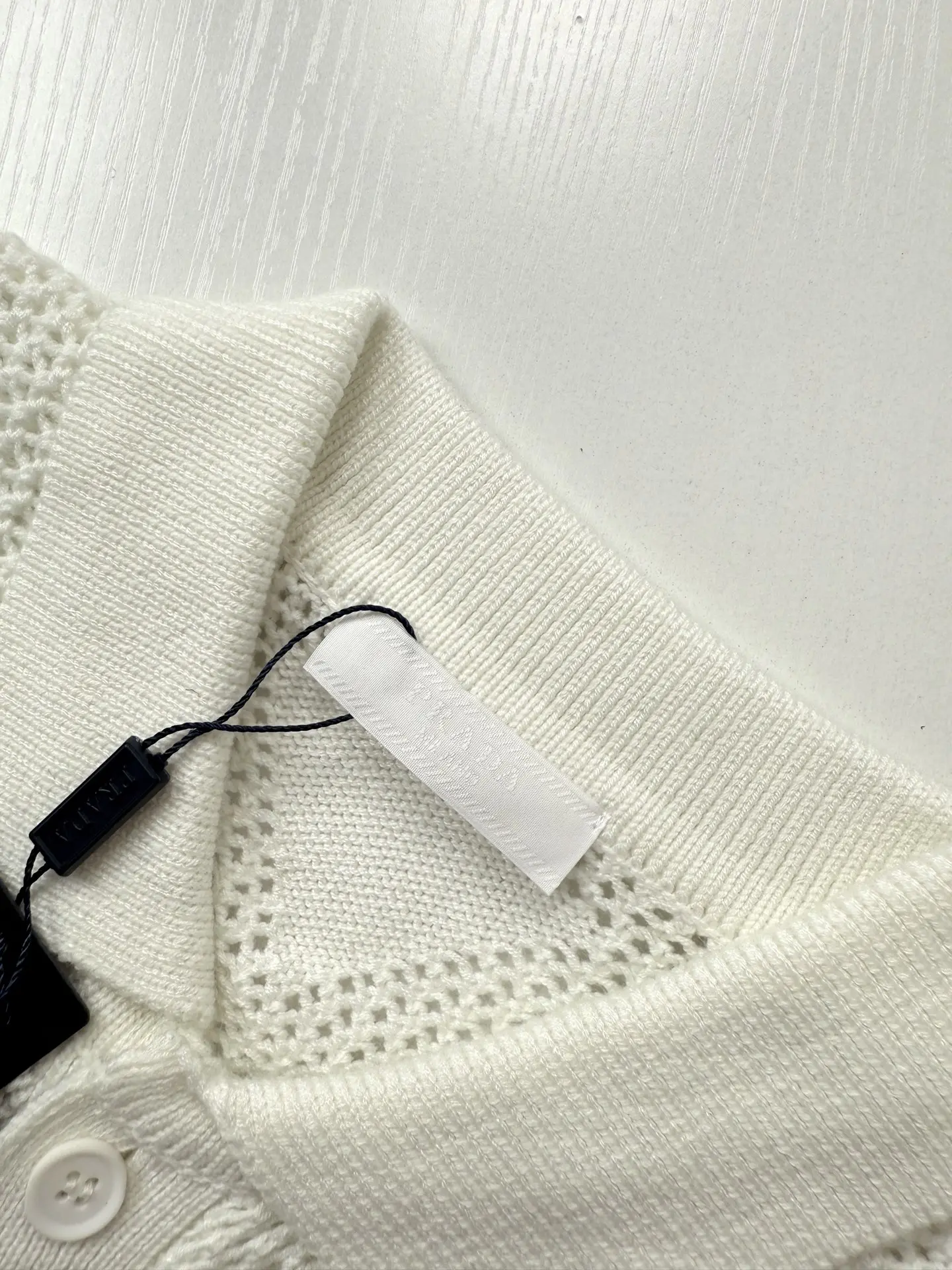 Open-Knit Mesh Polo Cardigan D27024739 — view 4