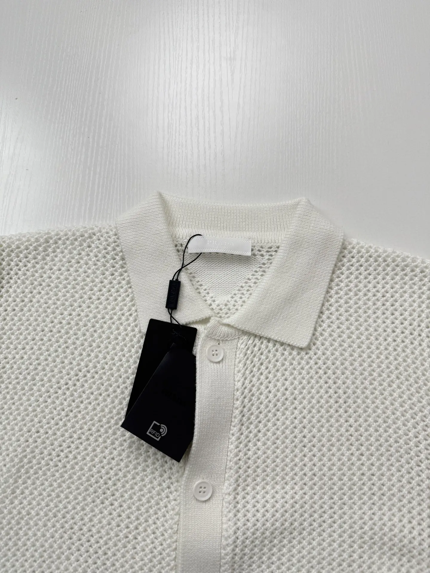 Open-Knit Mesh Polo Cardigan D27024739 — view 8