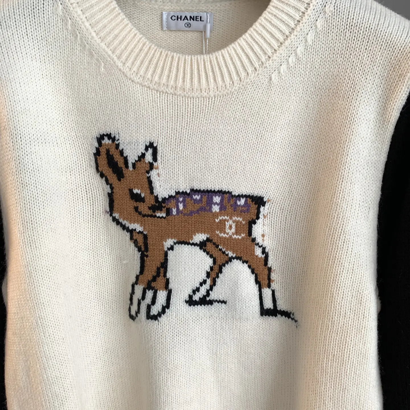 Fawn Intarsia Cashmere Crew-Neck Sweater D27024184 — view 6