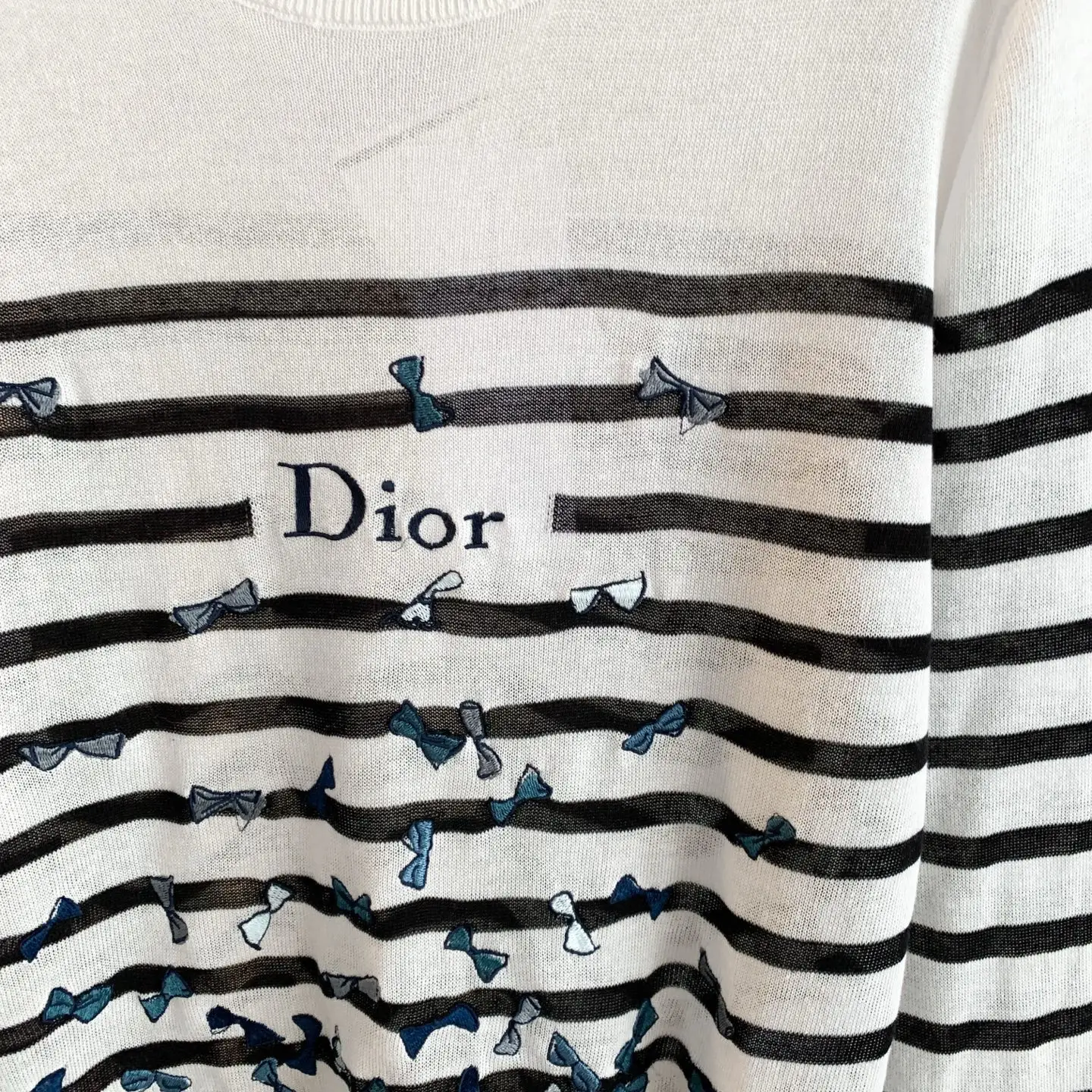 Striped Knit Sweater with Butterfly Embroidery D27024067 — view 3