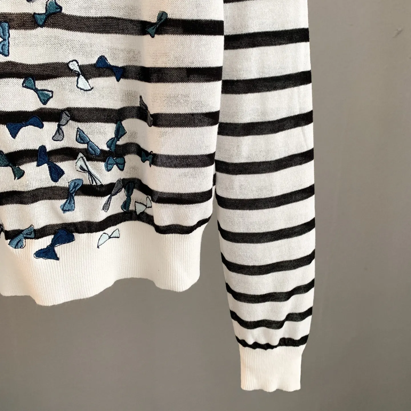 Striped Knit Sweater with Butterfly Embroidery D27024067 — view 5