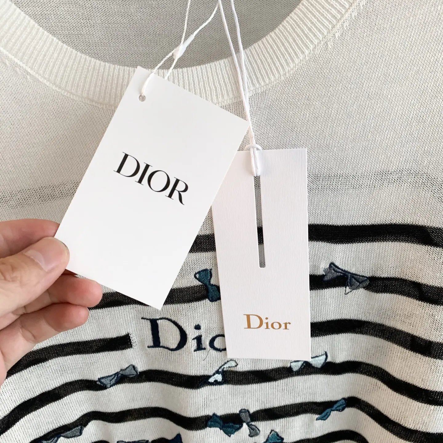 Striped Knit Sweater with Butterfly Embroidery D27024067 — view 6