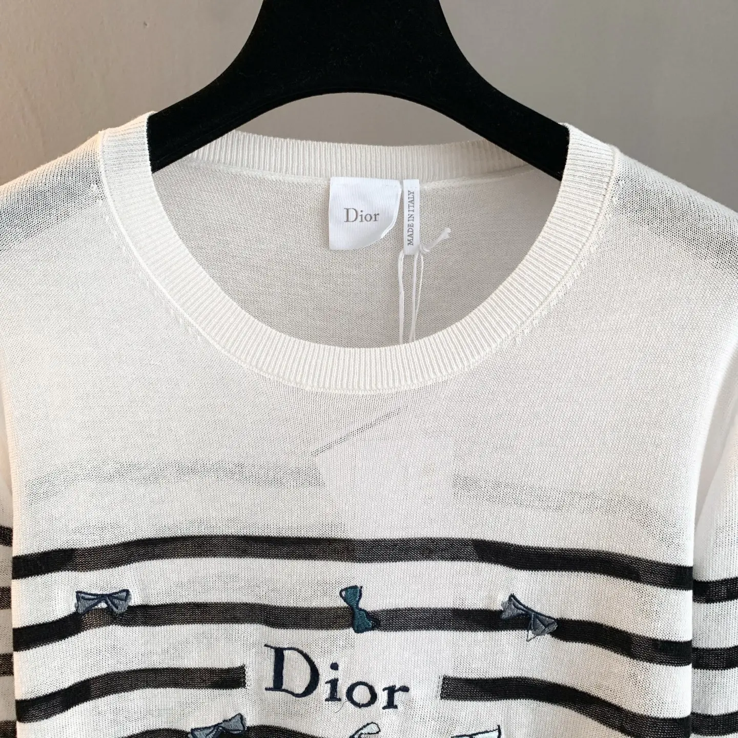 Striped Knit Sweater with Butterfly Embroidery D27024067 — view 7