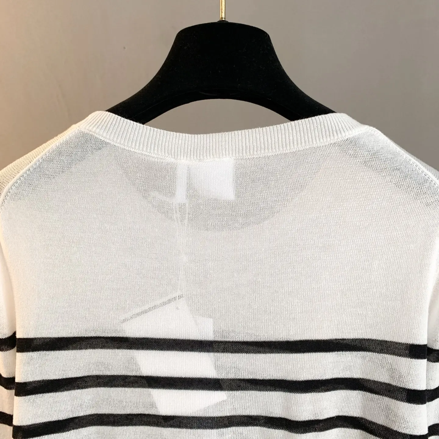 Striped Knit Sweater with Butterfly Embroidery D27024067 — view 8