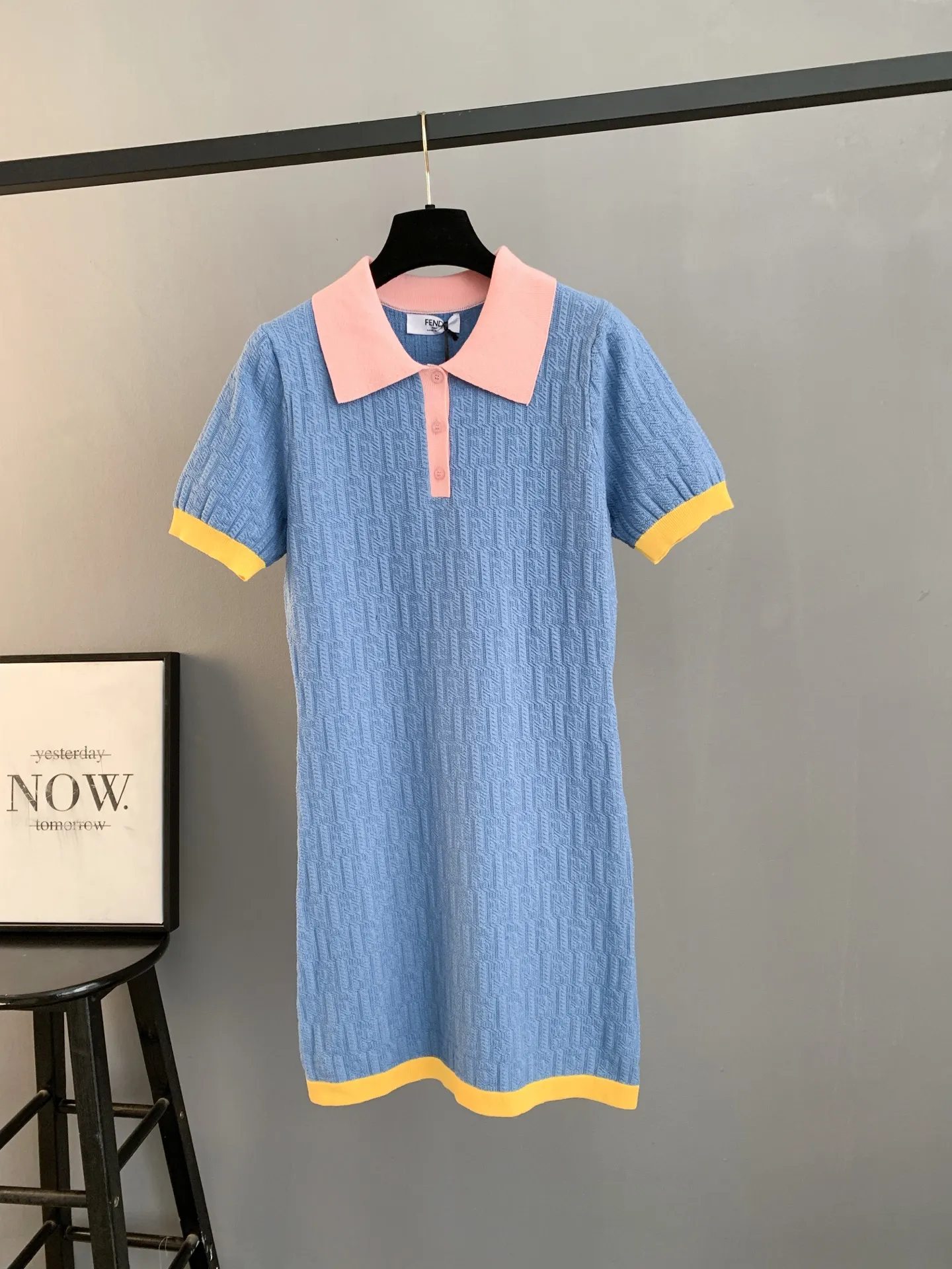 FF Monogram Jacquard Knit Polo Dress D27024062