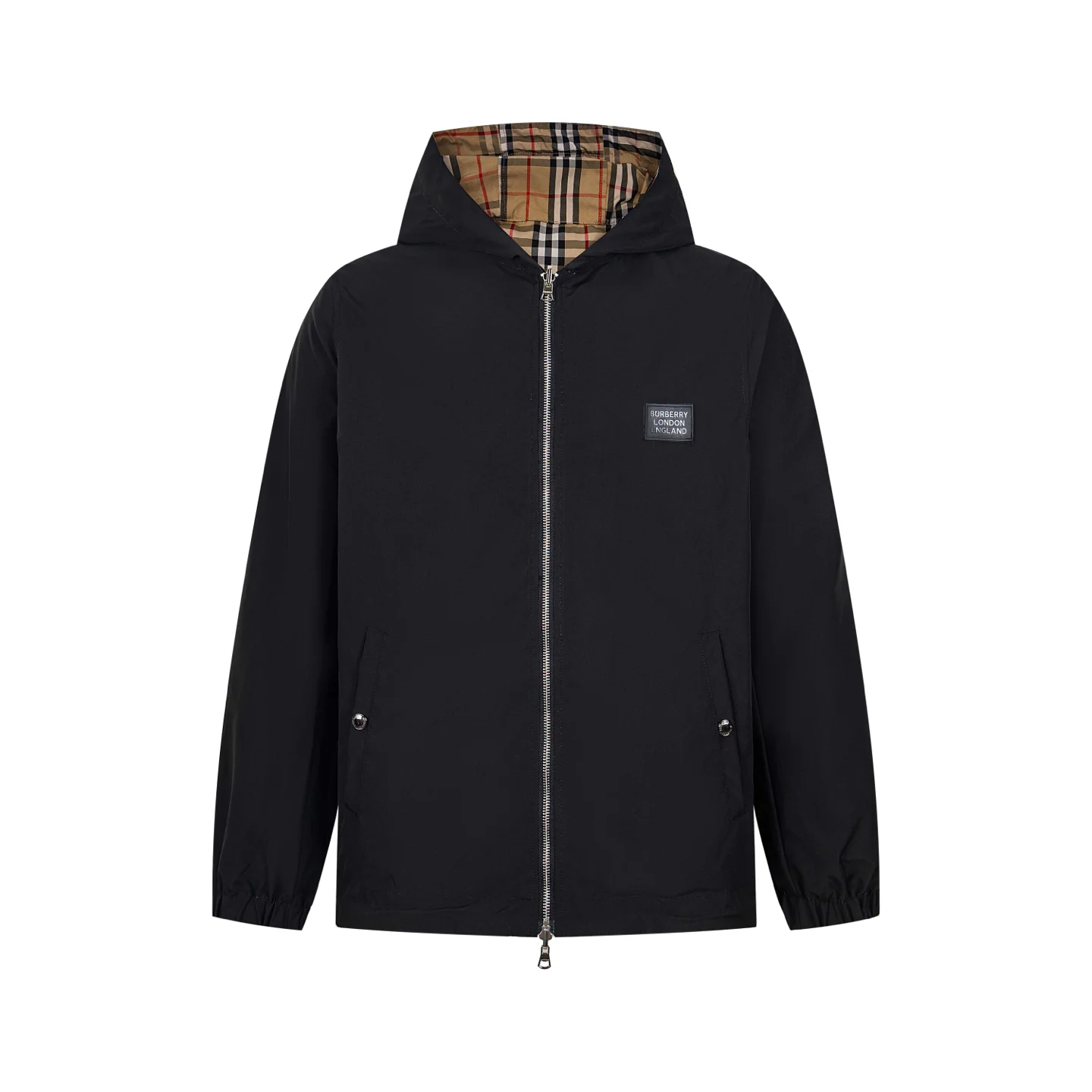Reversible Check-Lined Hooded Jacket D27523496