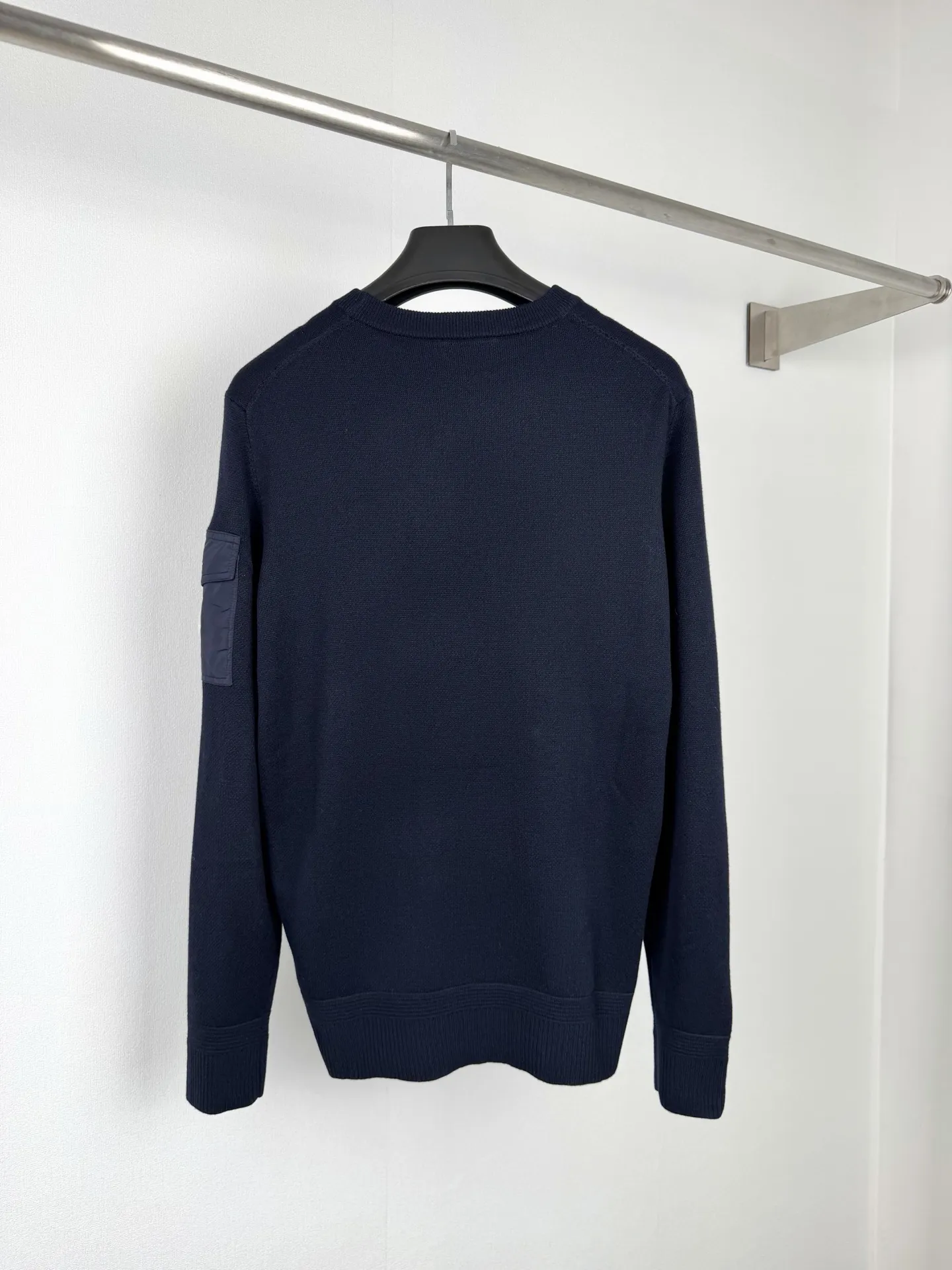 Moncler Wool-Blend Crew-Neck Sweater with Arm Pocket D27521321 — view 3