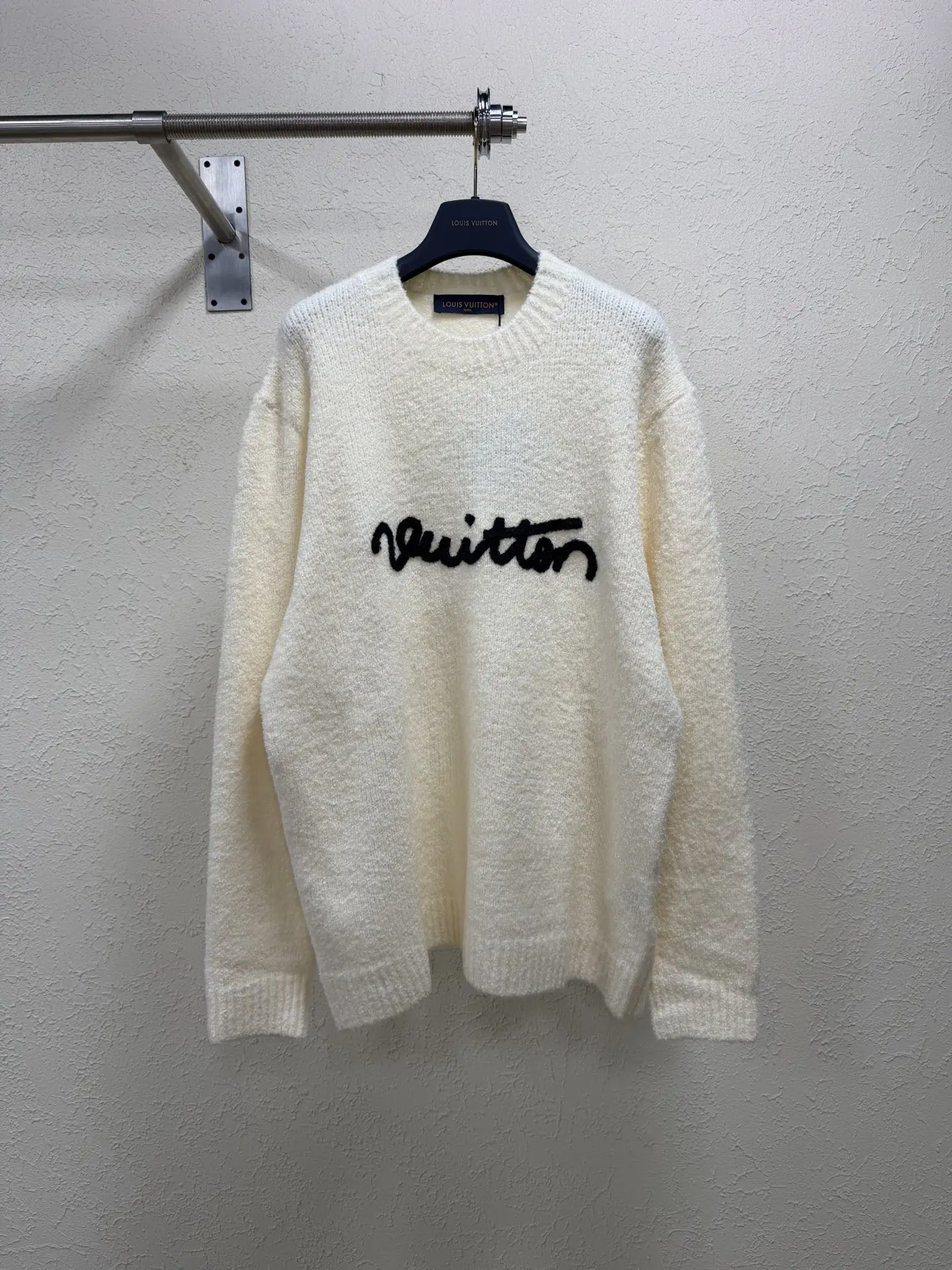 Logo Embroidered Bouclé Wool Sweater D28023184
