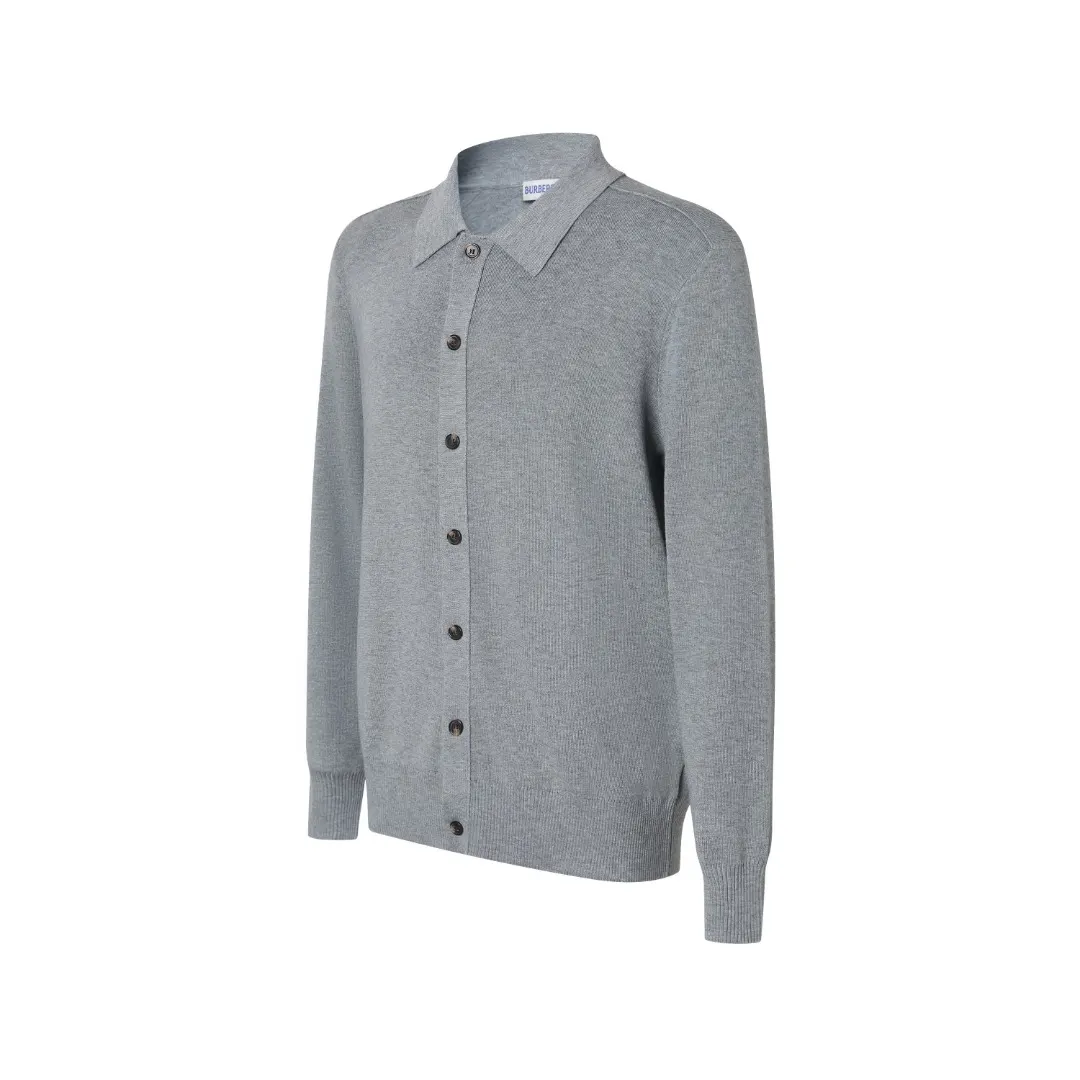 Check-Trim Wool-Blend Knit Cardigan D28524882 — view 2