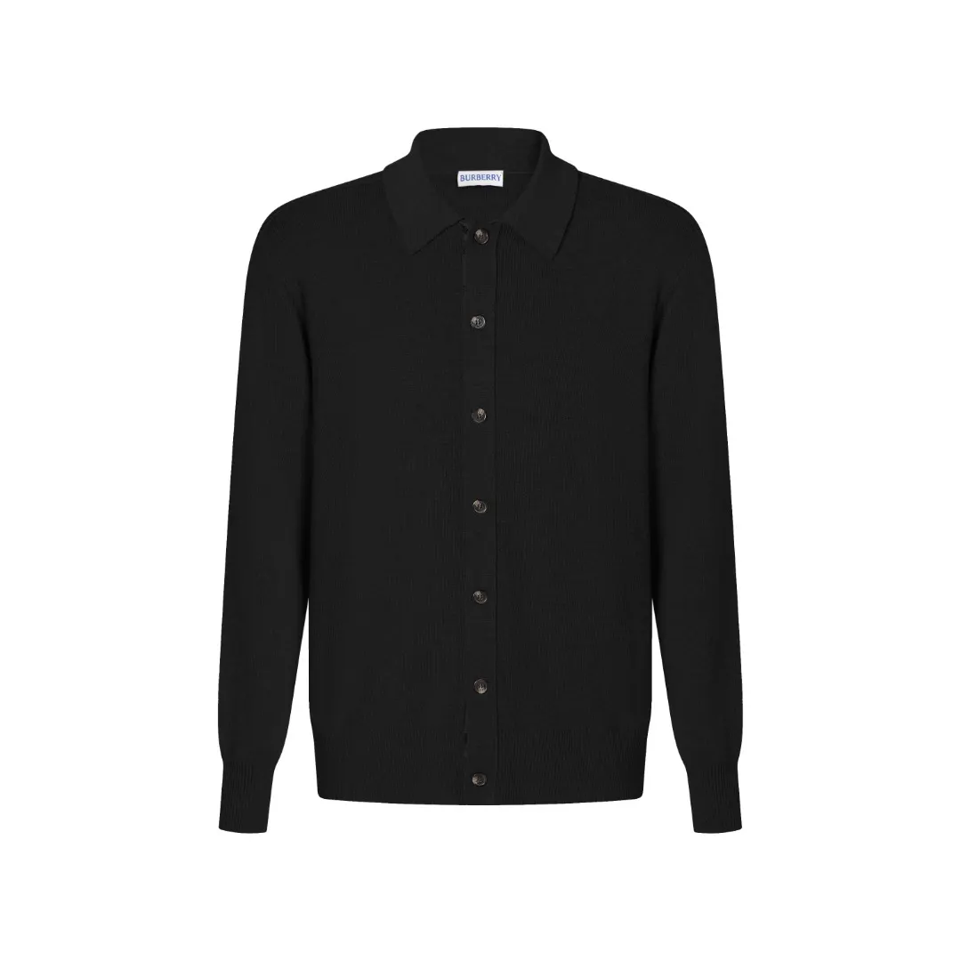 Check-Trim Wool-Blend Polo Cardigan D28524881