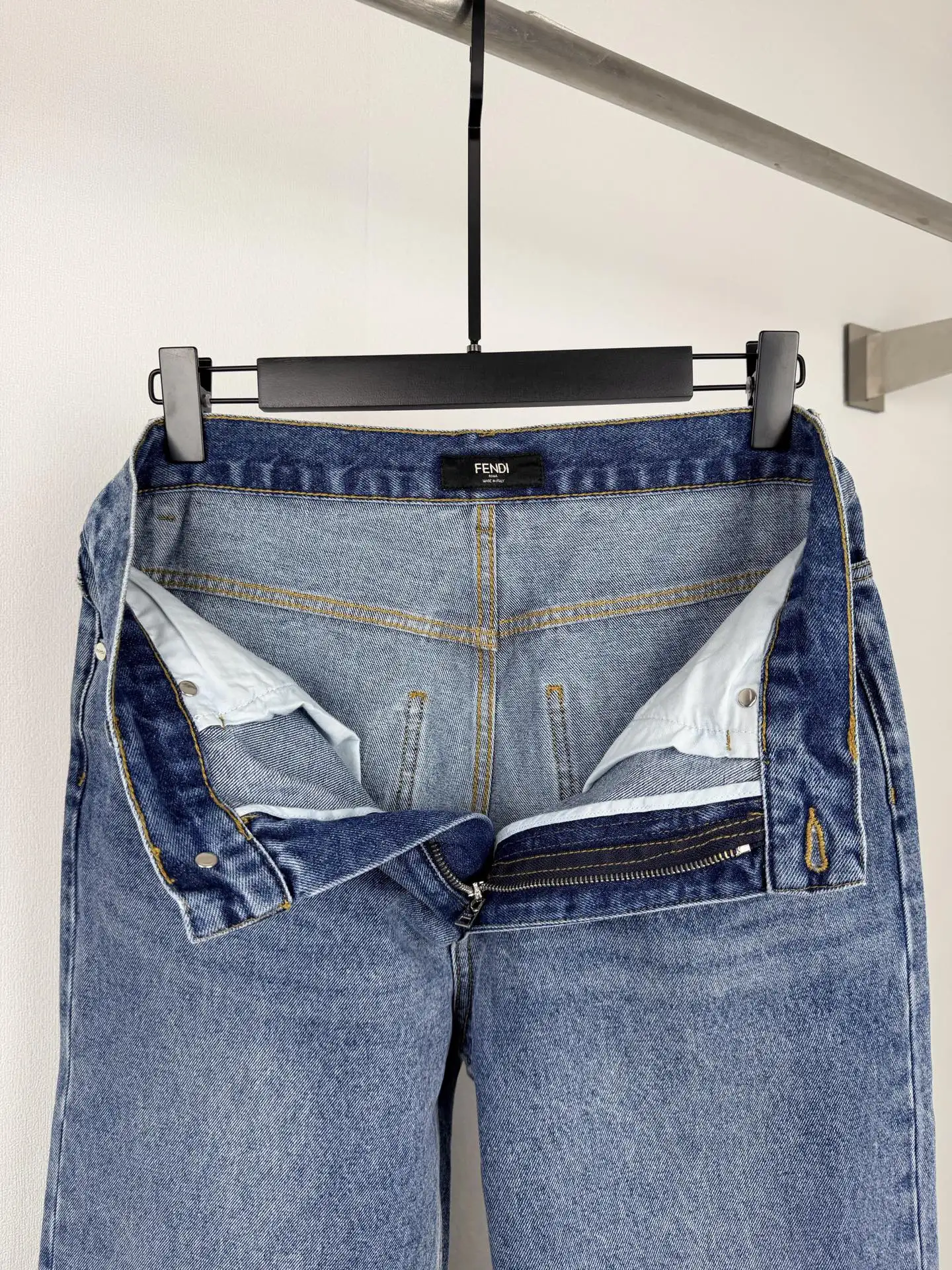 Straight-Leg Washed Denim Jeans with Leather Logo Patch D28521400 — view 11